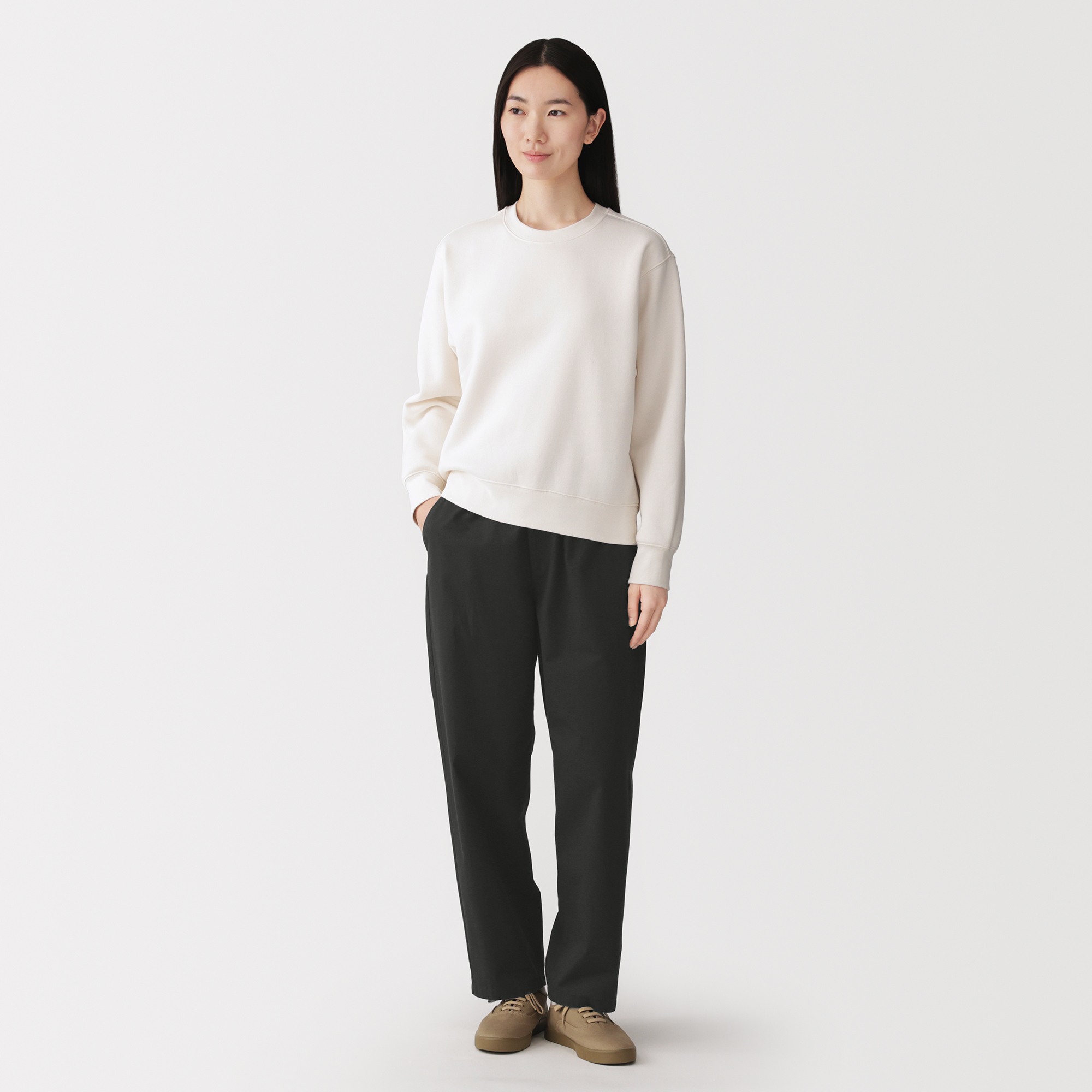 W's Washed cotton easy tapered pants