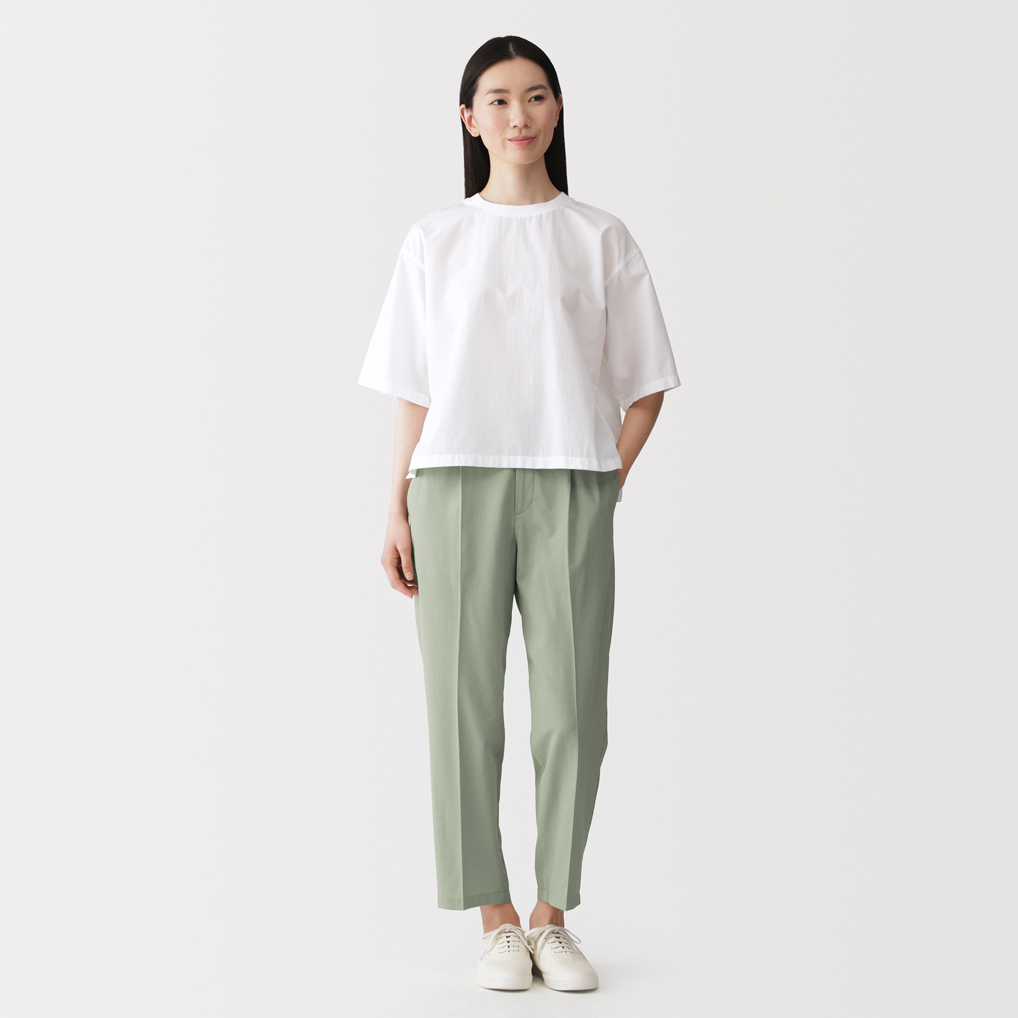 W's Breathable seersucker easy tapered pants