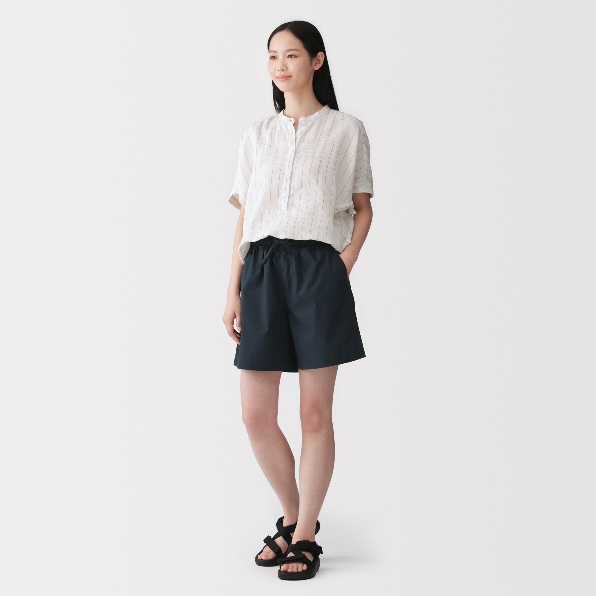 W's Washed broadcloth short pants