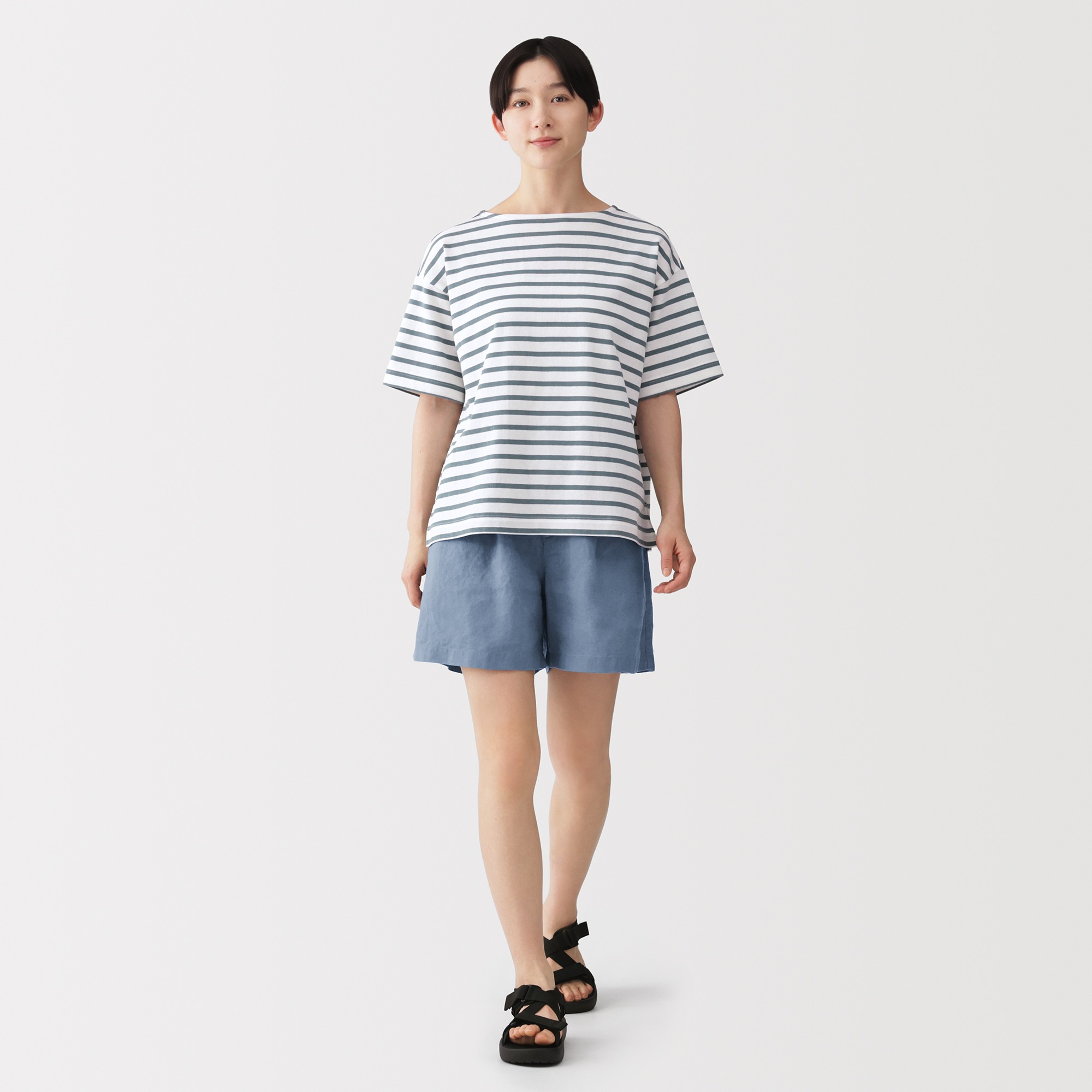W's Washed linen shorts