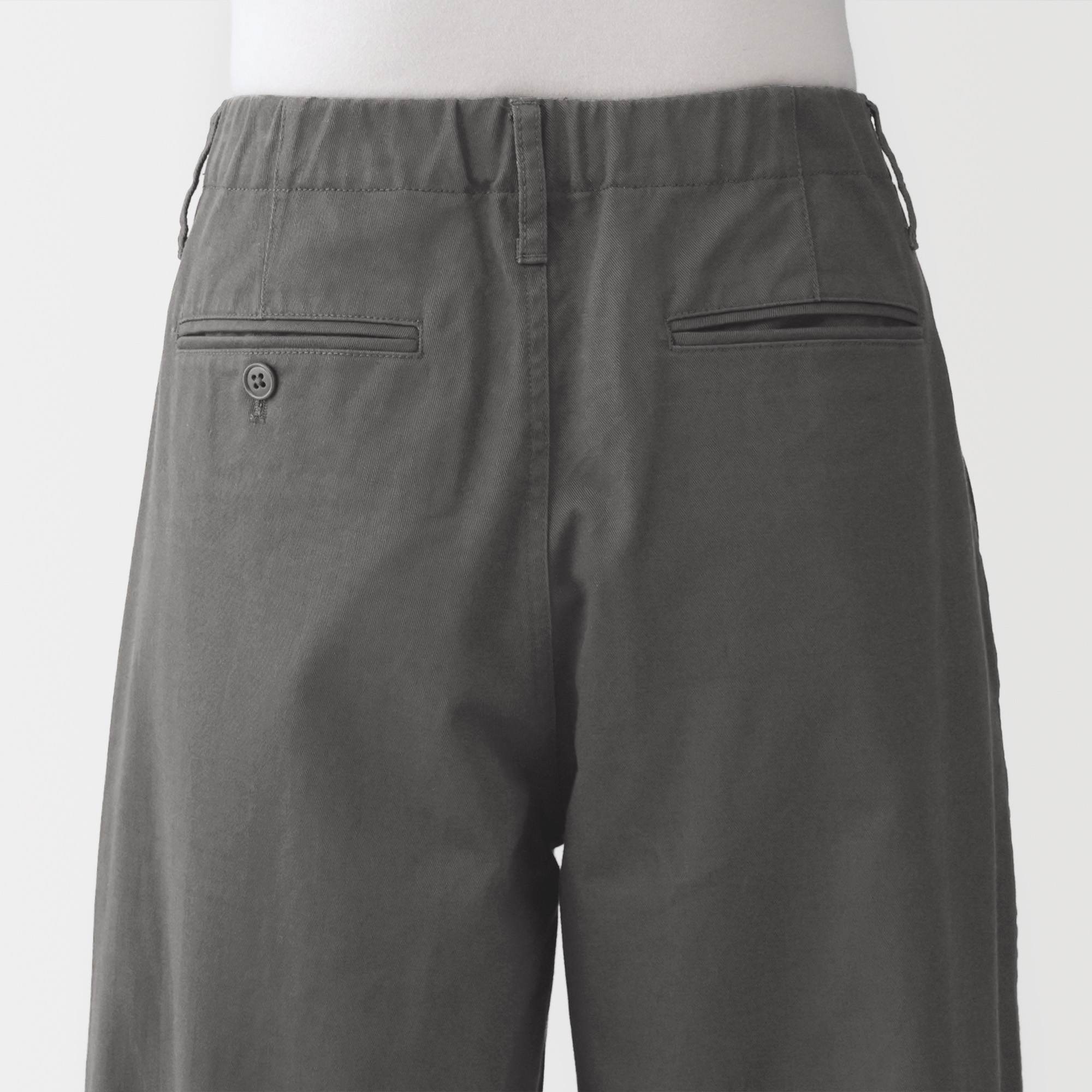W's Slub yarn chino darted wide-fit pants (long)