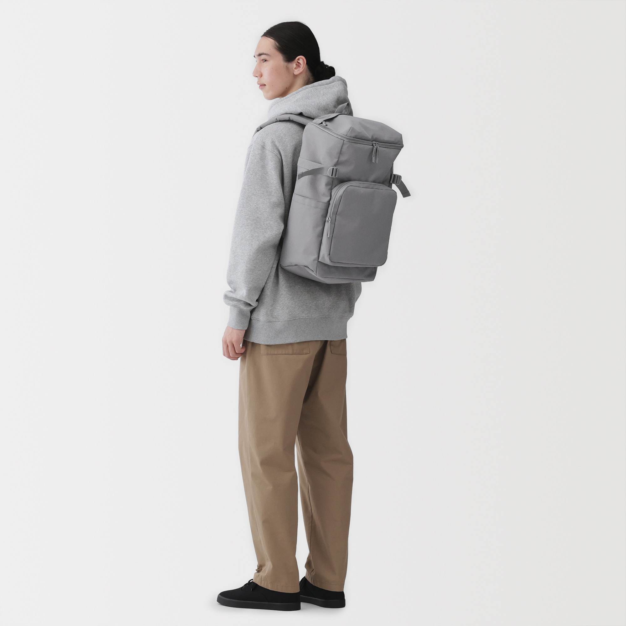 Fatigue reduction water repellent toploader backpack
