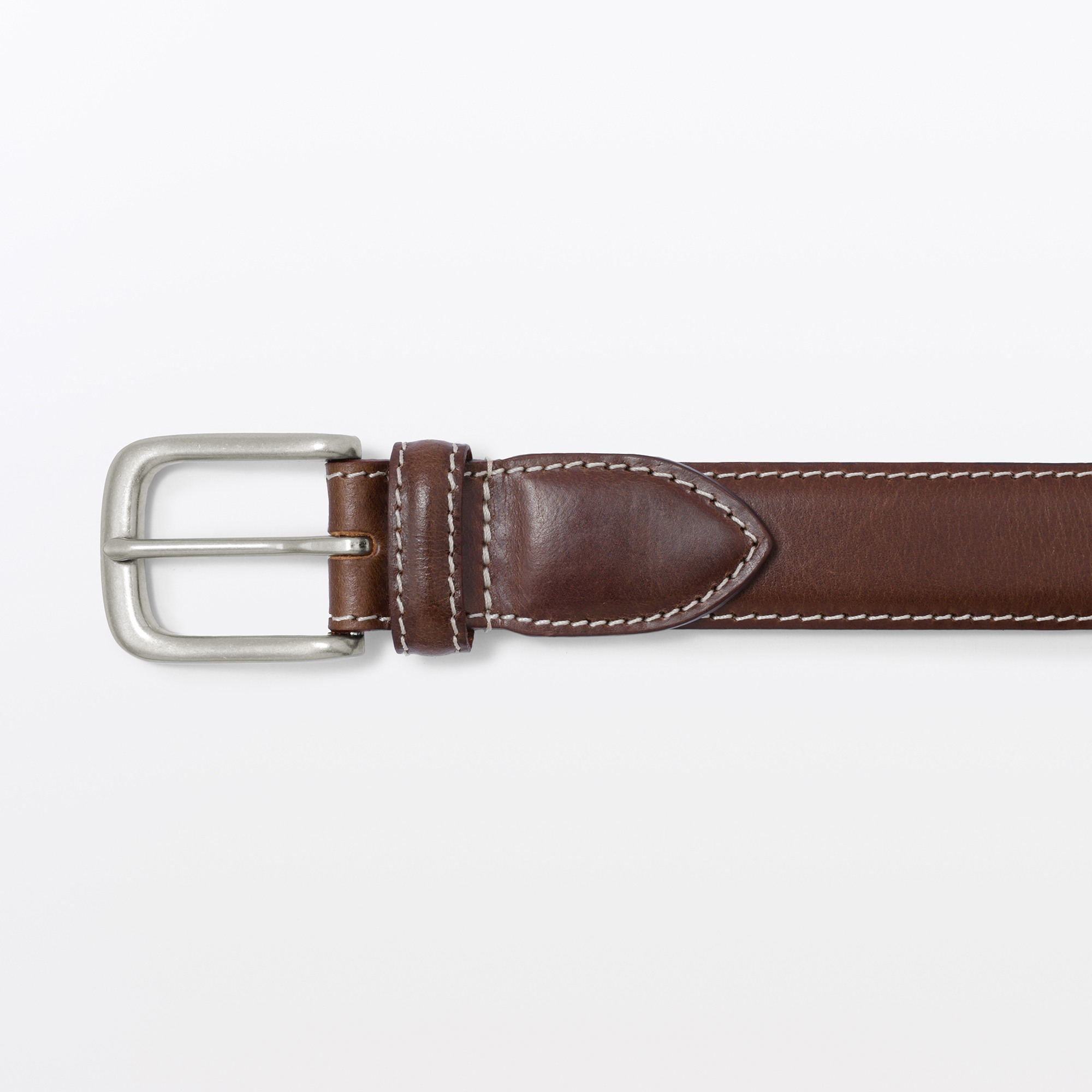Vegetable tanned leather adjustable belt medium stitch