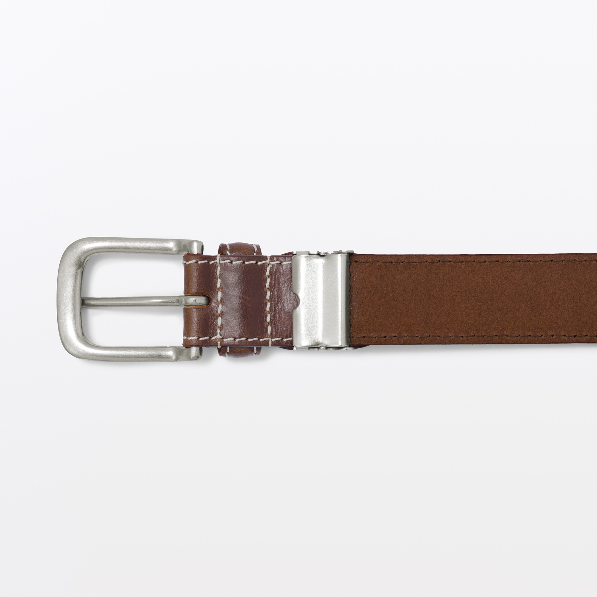 Vegetable tanned leather adjustable belt medium stitch