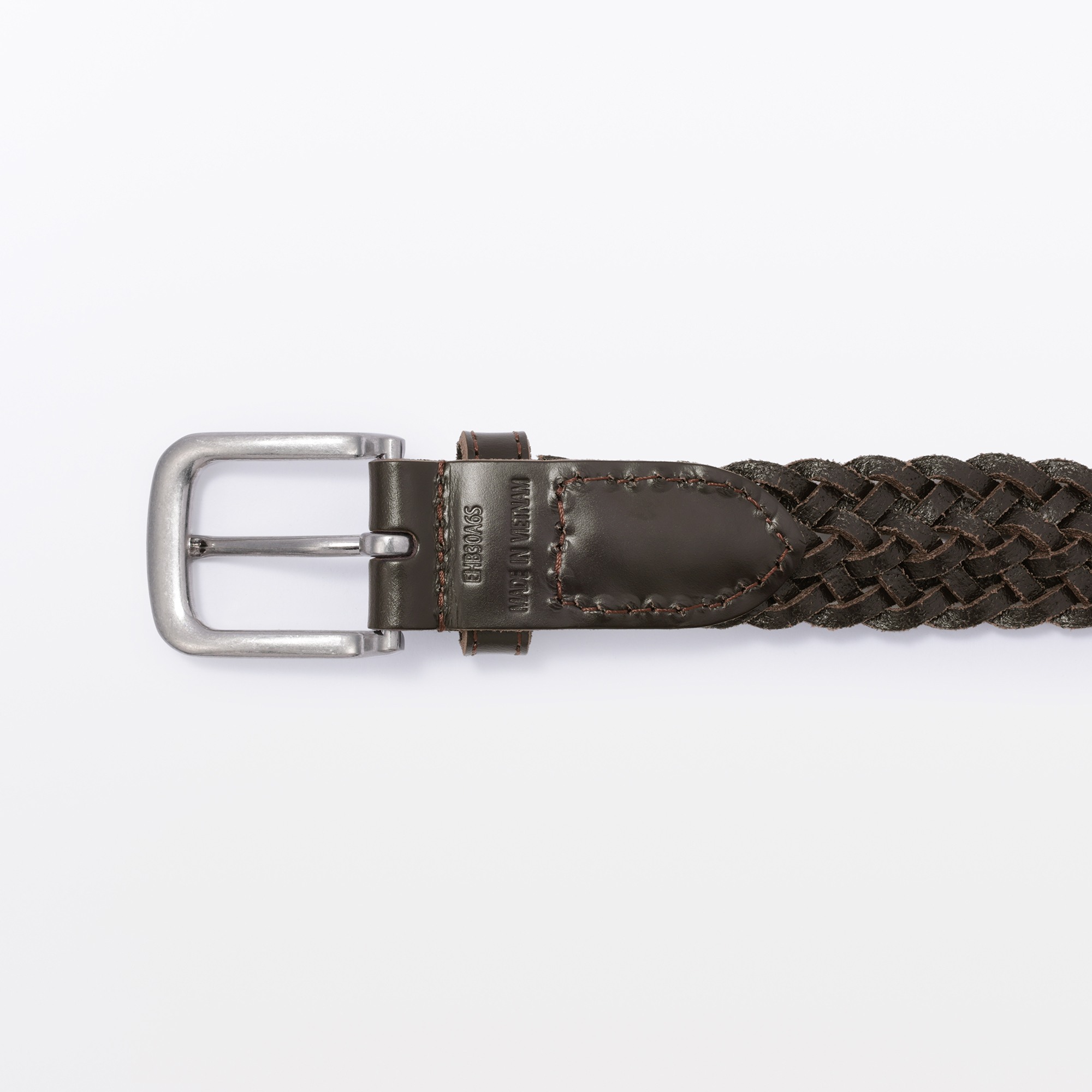 Vegetable tanned leather hand-knitted belt medium