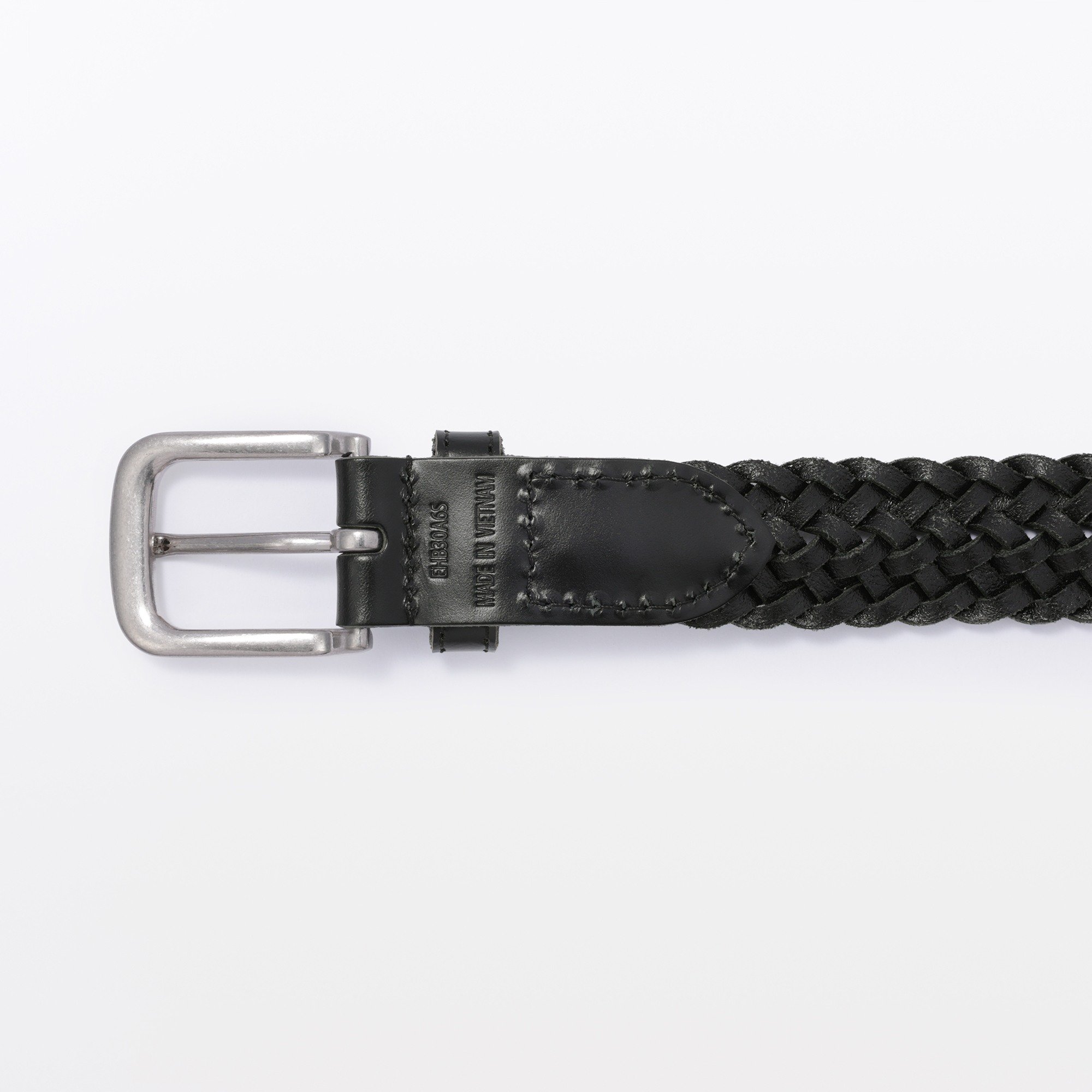 Vegetable tanned leather hand-knitted belt medium