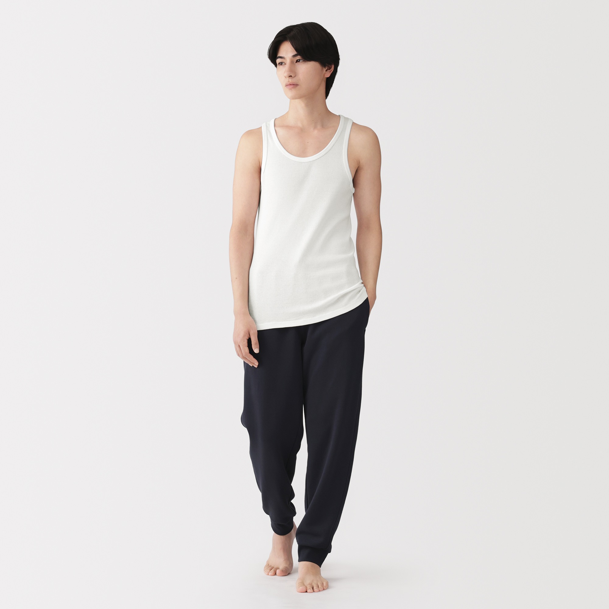 M's Side seamless cotton ribbed tank top 2pcs