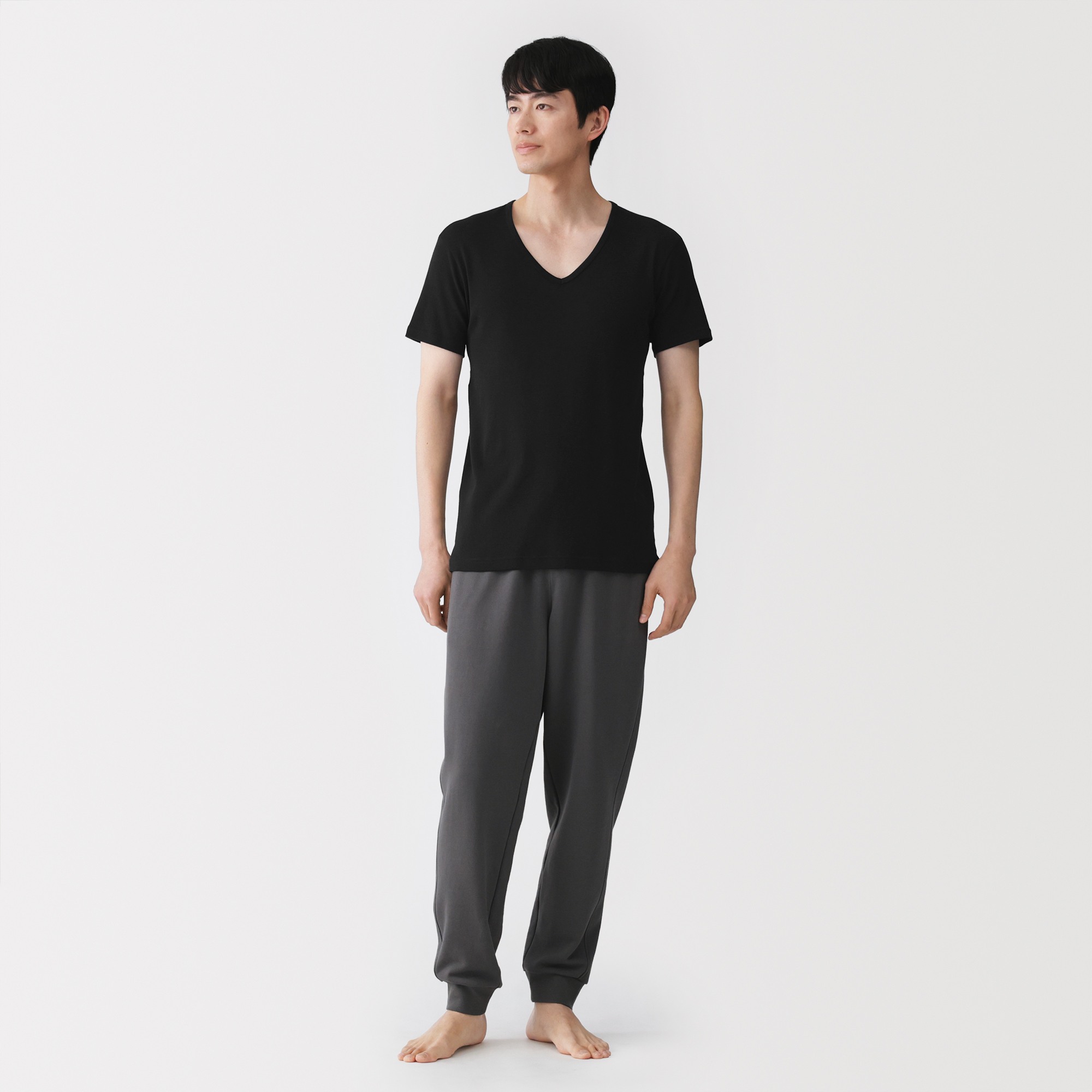 M's Moisture wicking cotton V neck S/Slv T-shirt
