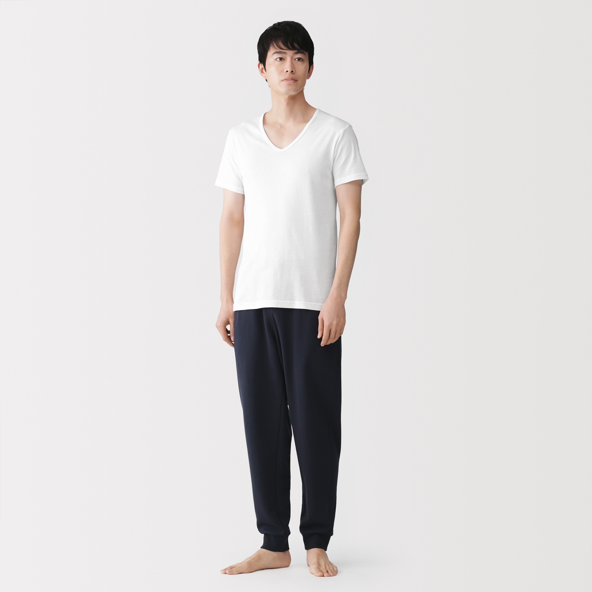 M's Moisture wicking cotton V neck S/Slv T-shirt