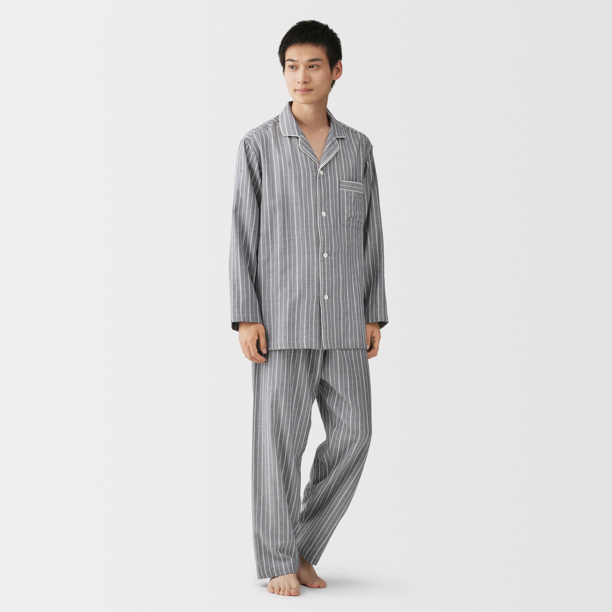 M's Side seamless double gauze L/Slv pajamas