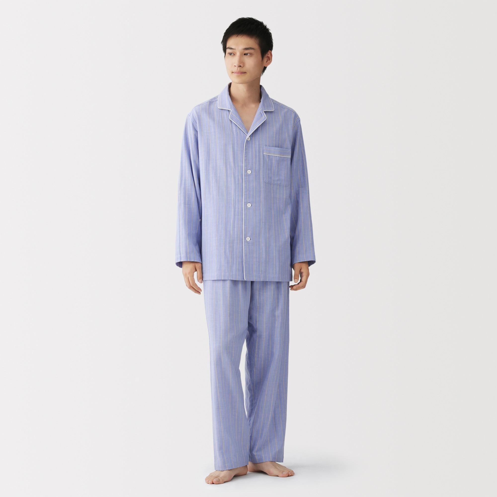 M's Side seamless double gauze L/Slv pajamas