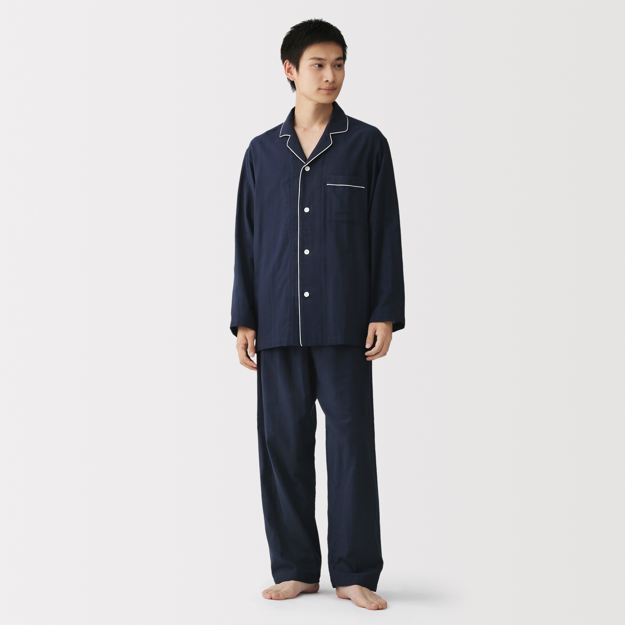 M's Side seamless double gauze L/Slv pajamas