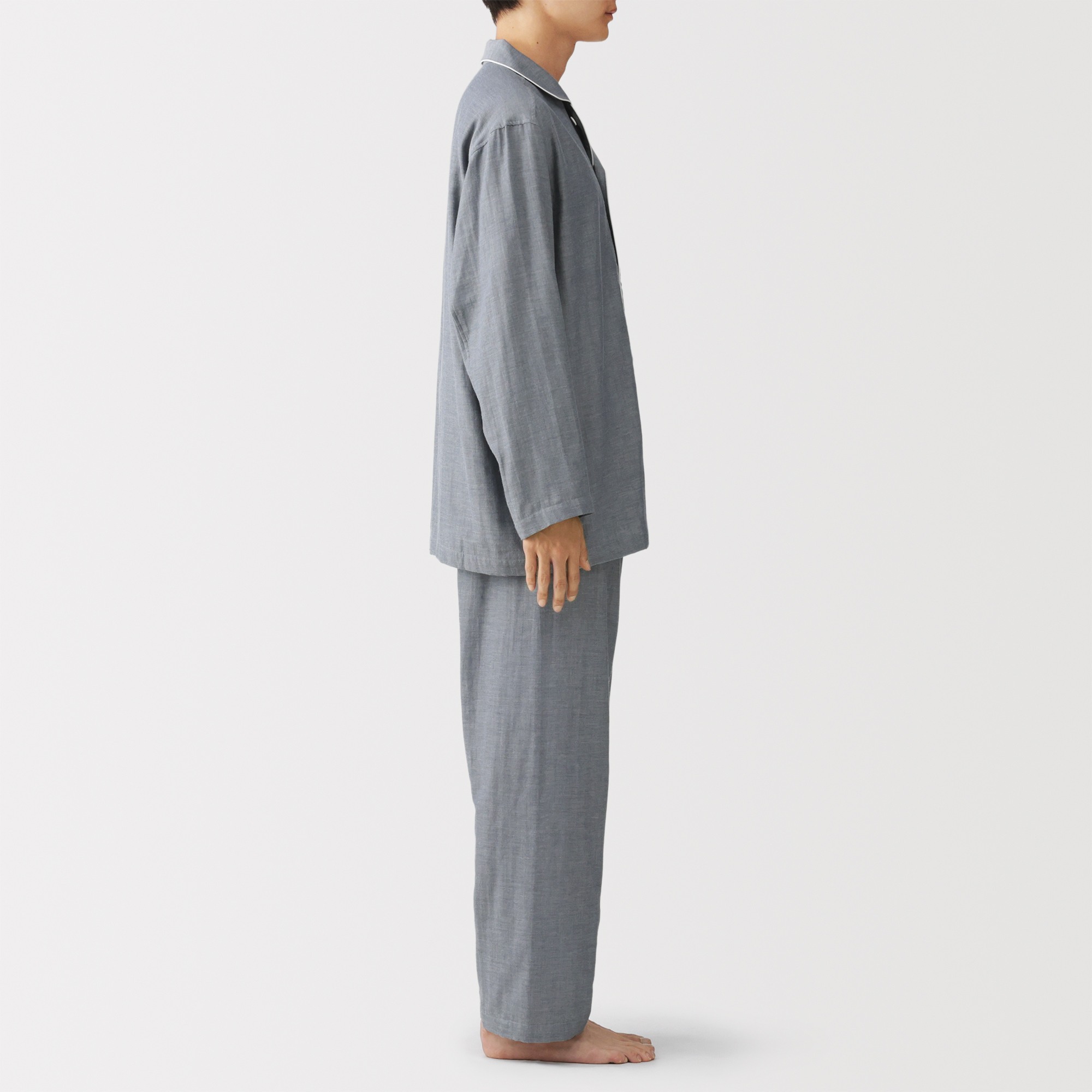 M's Side seamless double gauze L/Slv pajamas
