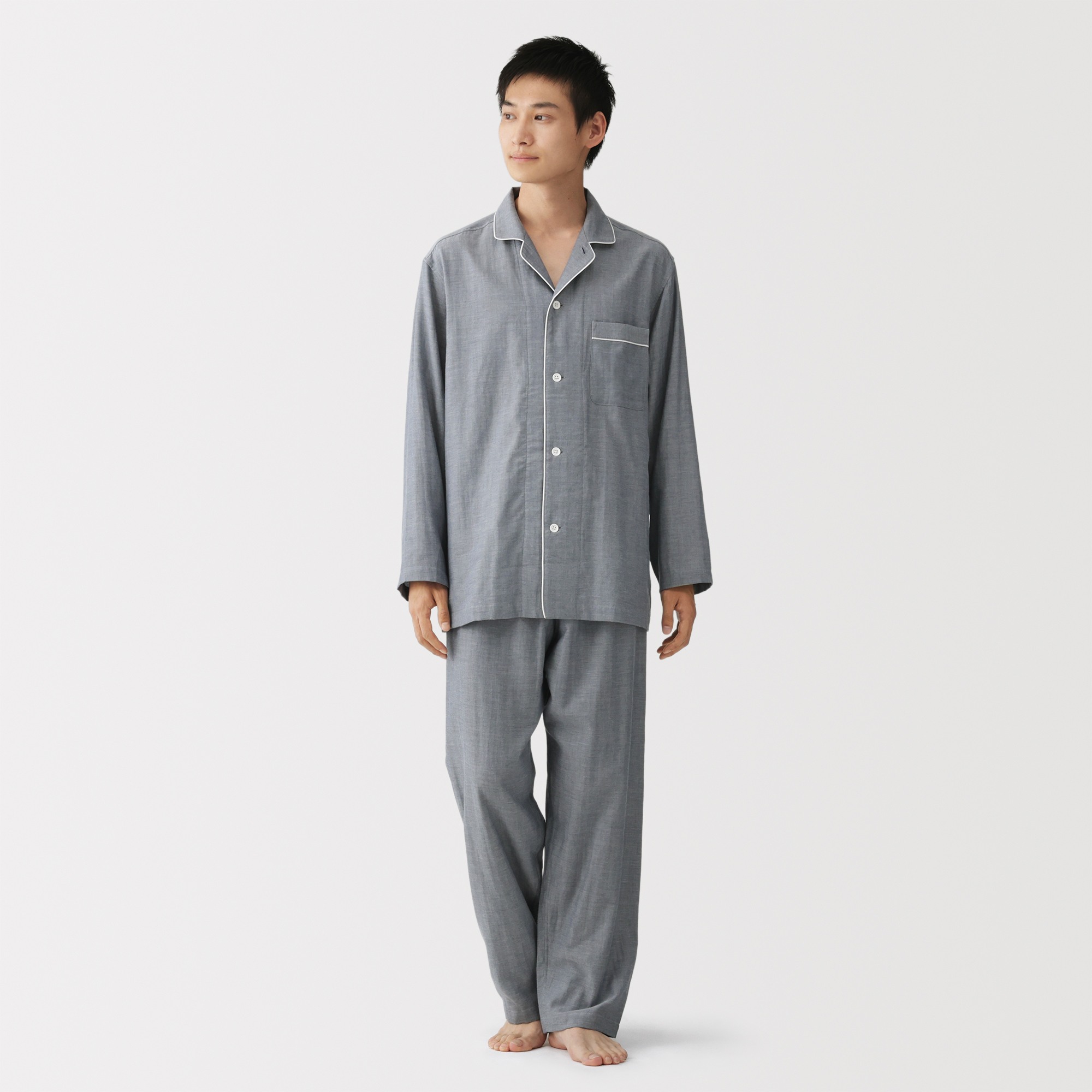 M's Side seamless double gauze L/Slv pajamas