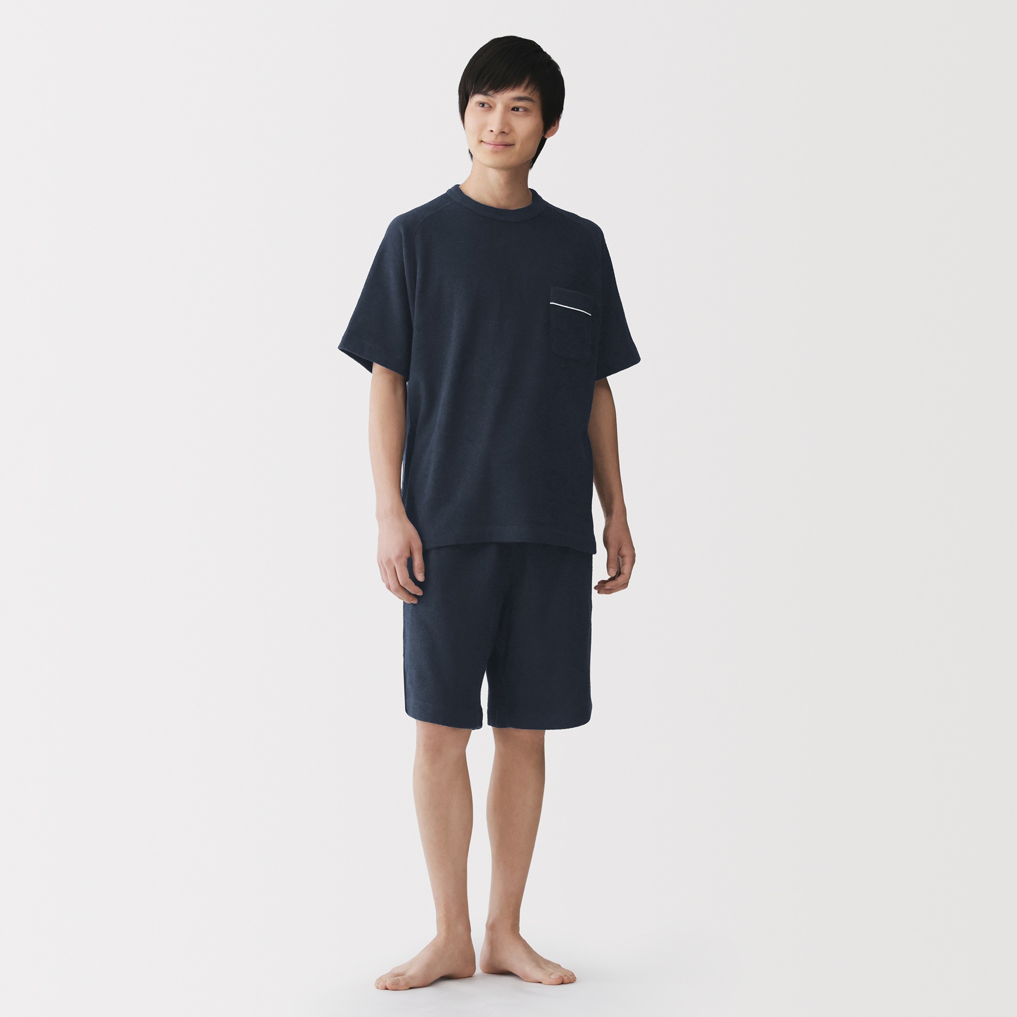 M's Wearable piled towel S/Slv loungewear set