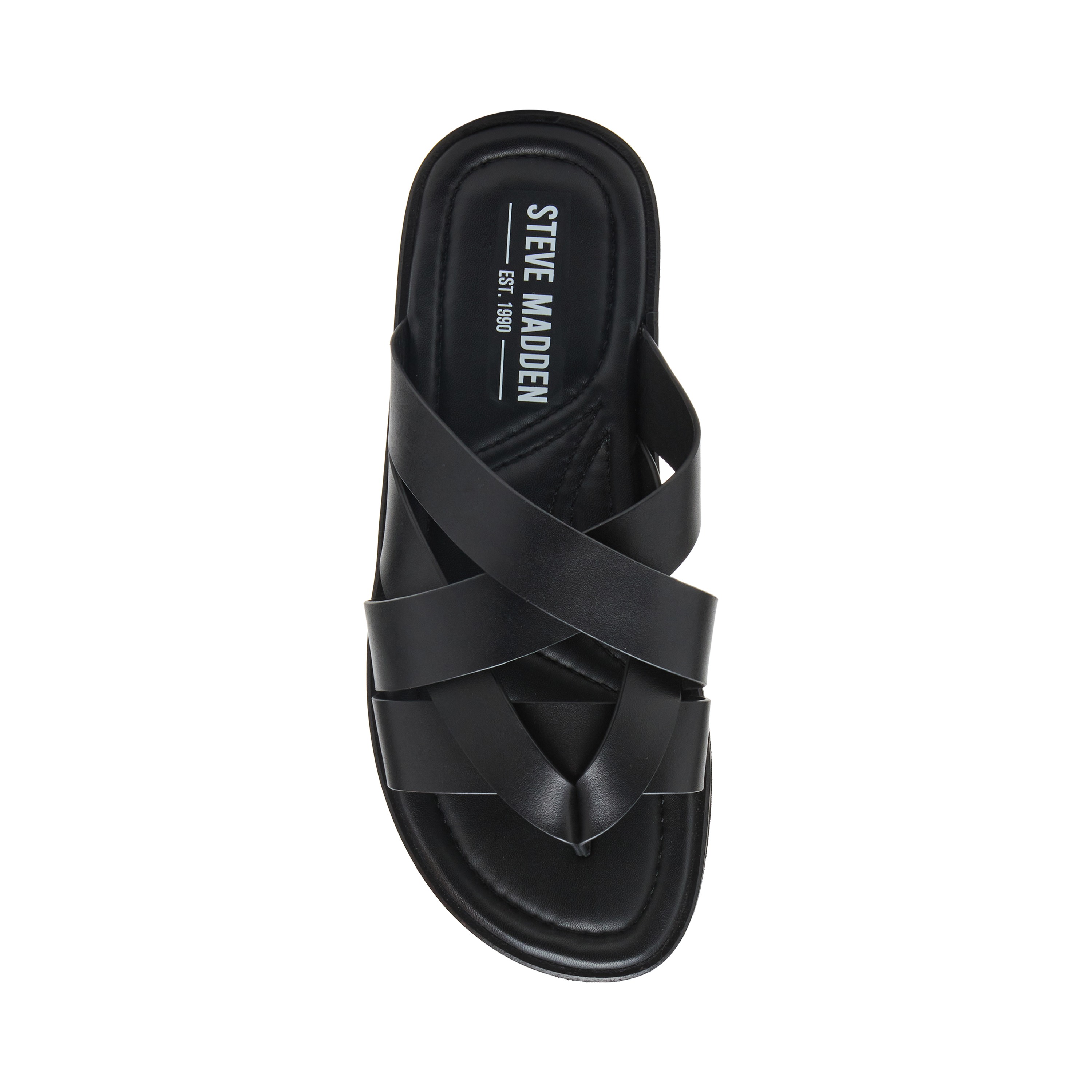 Arend Black Leather Sliders