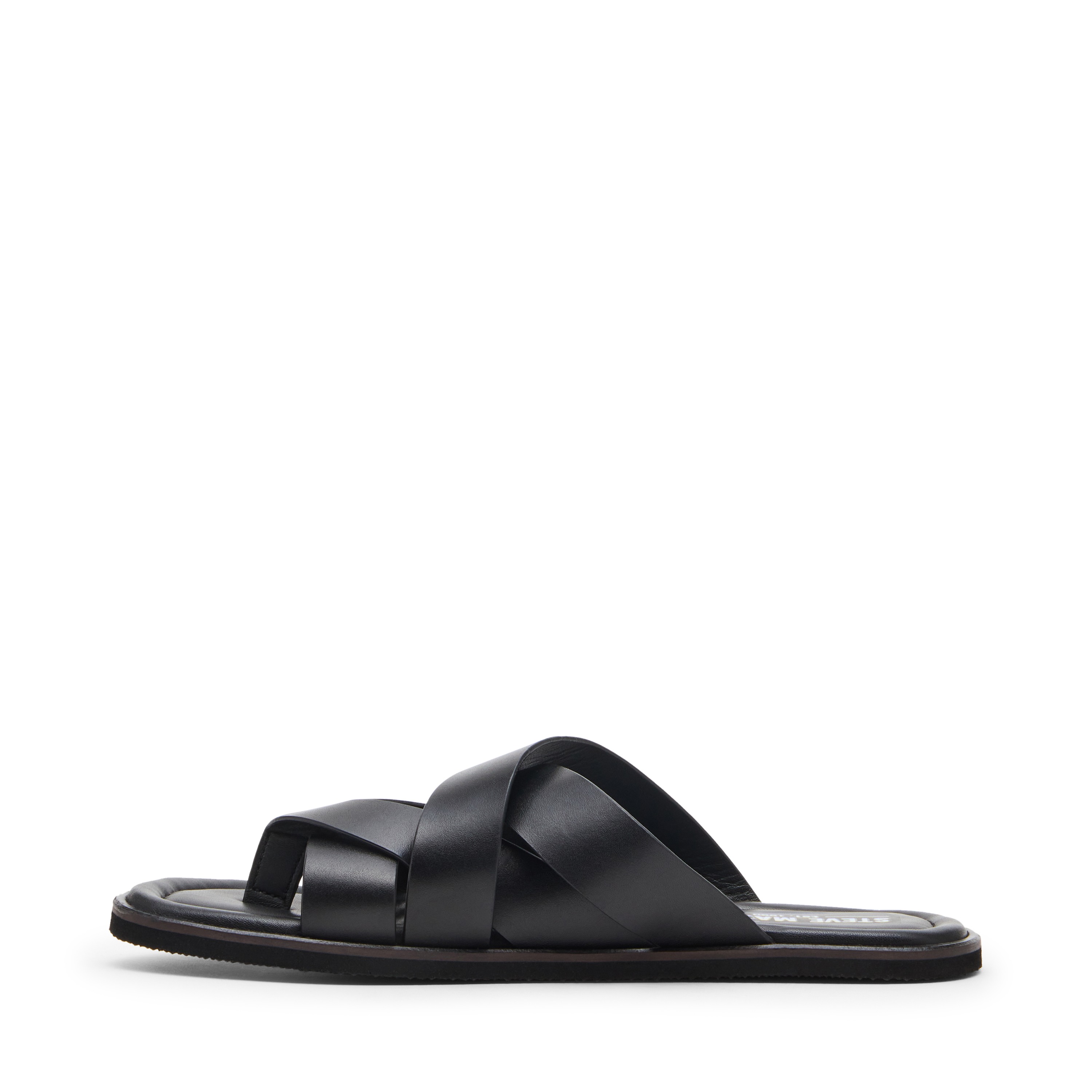 Arend Black Leather Sliders