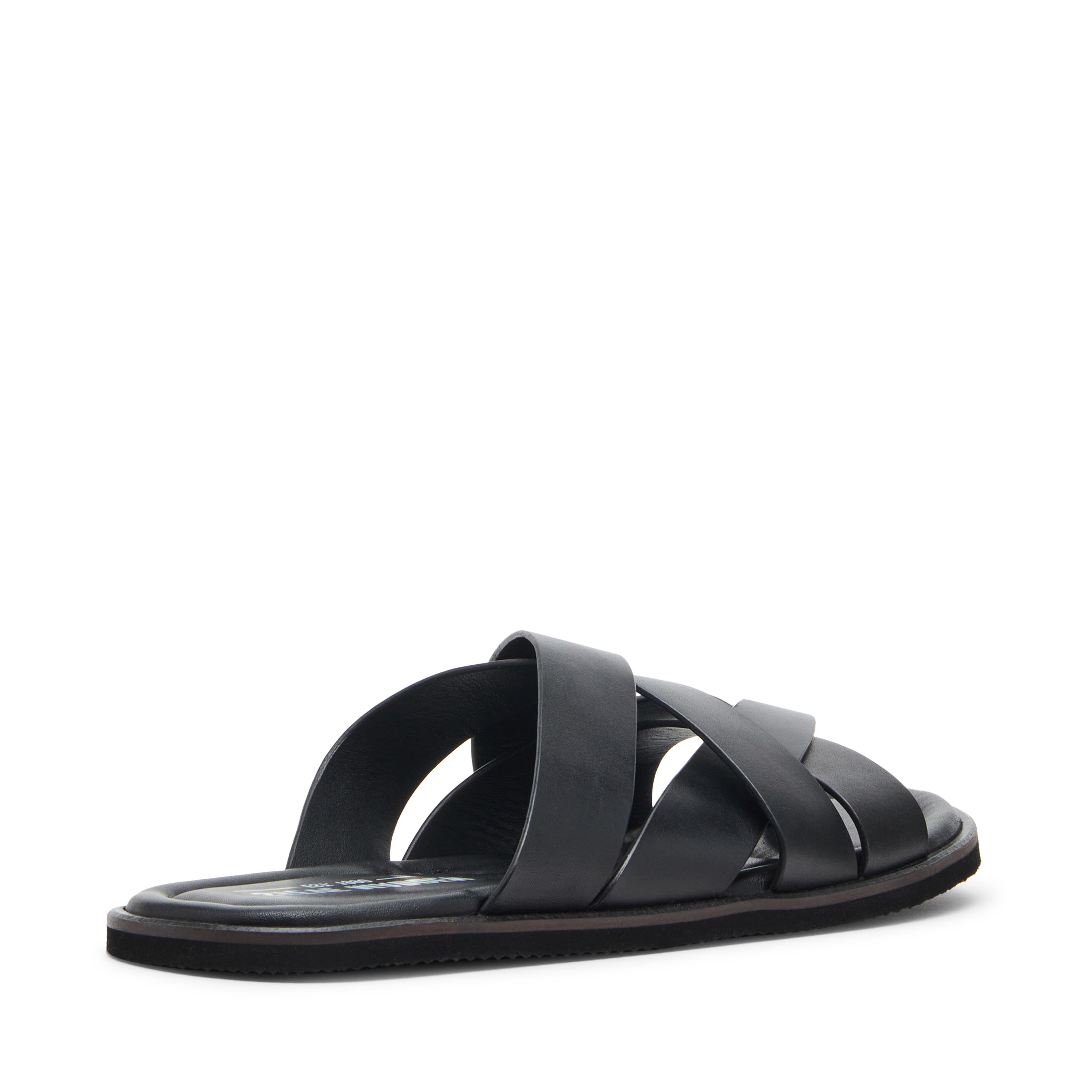 Arend Black Leather Sliders