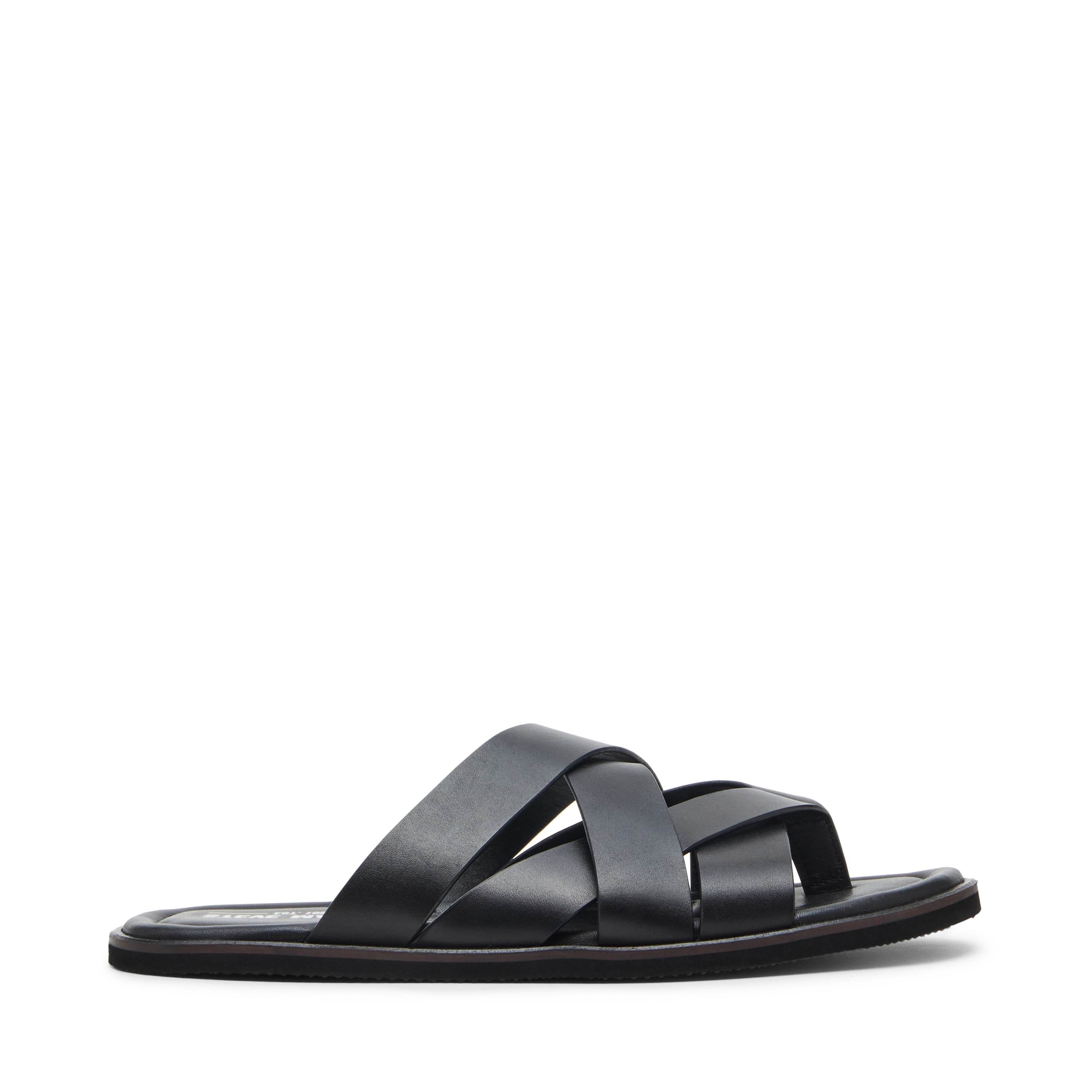 Arend Black Leather Sliders