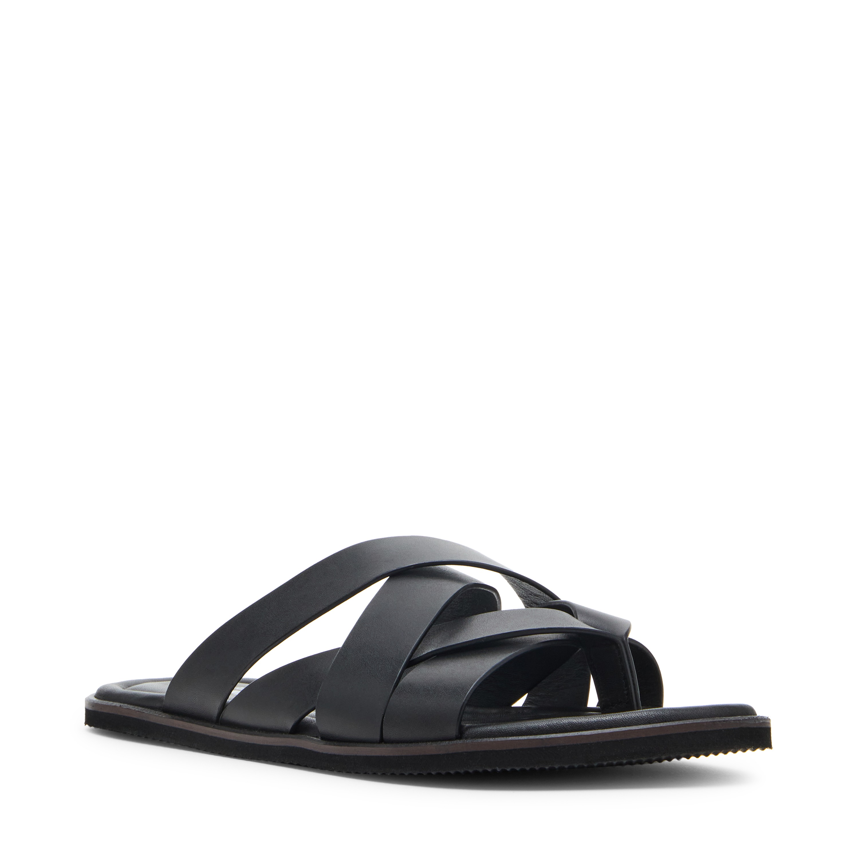Arend Black Leather Sliders