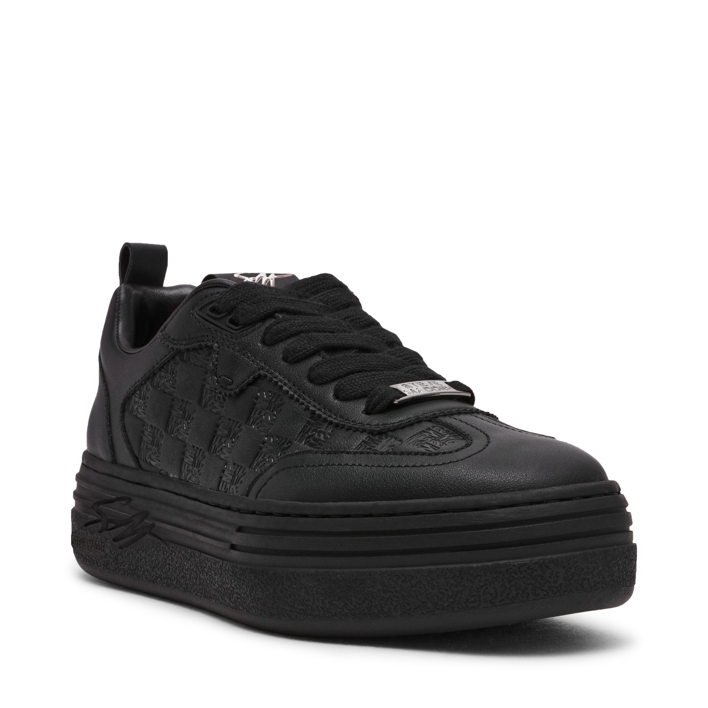 Catapult-In Black Action Leather Sneakers
