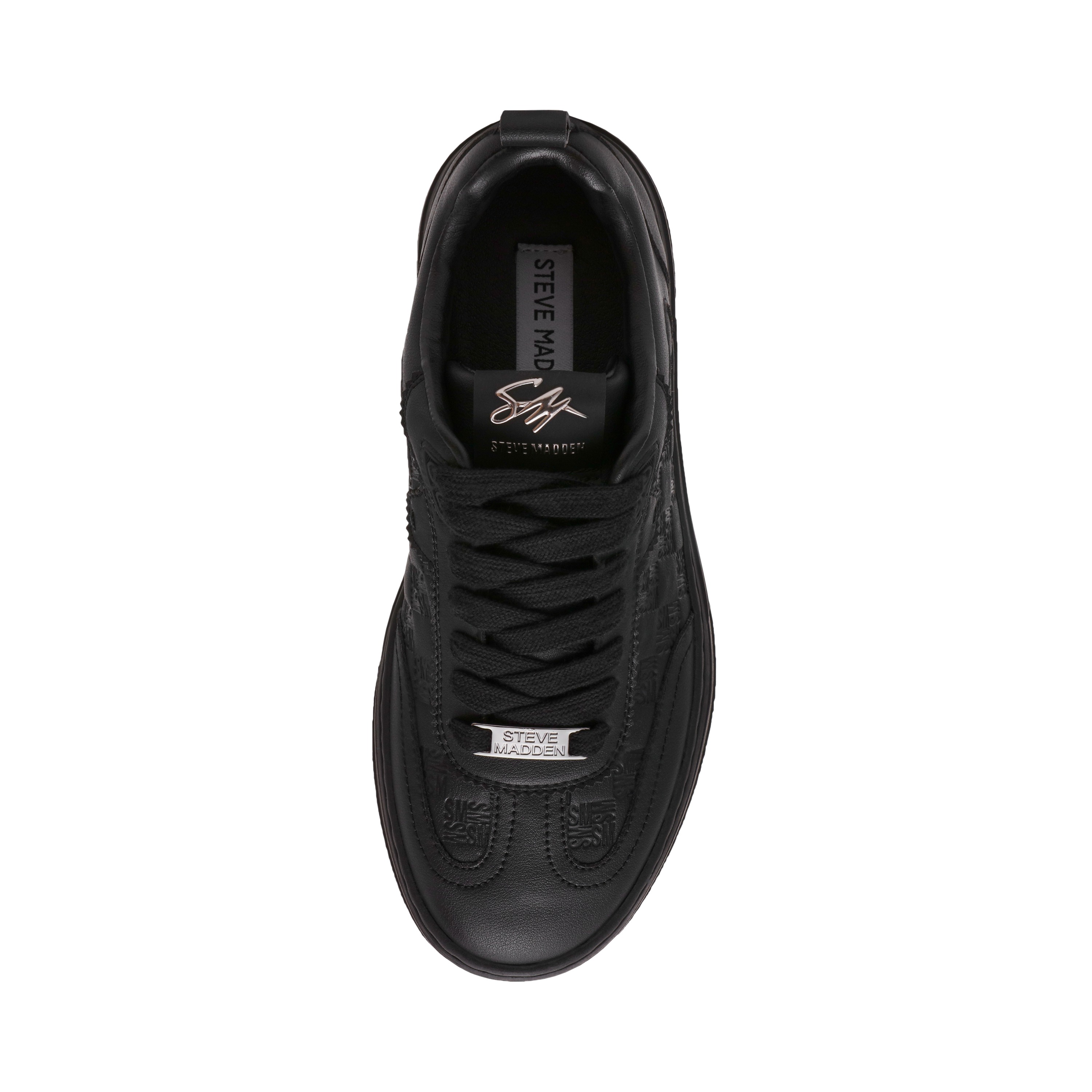 Catapult-In Black Action Leather Sneakers