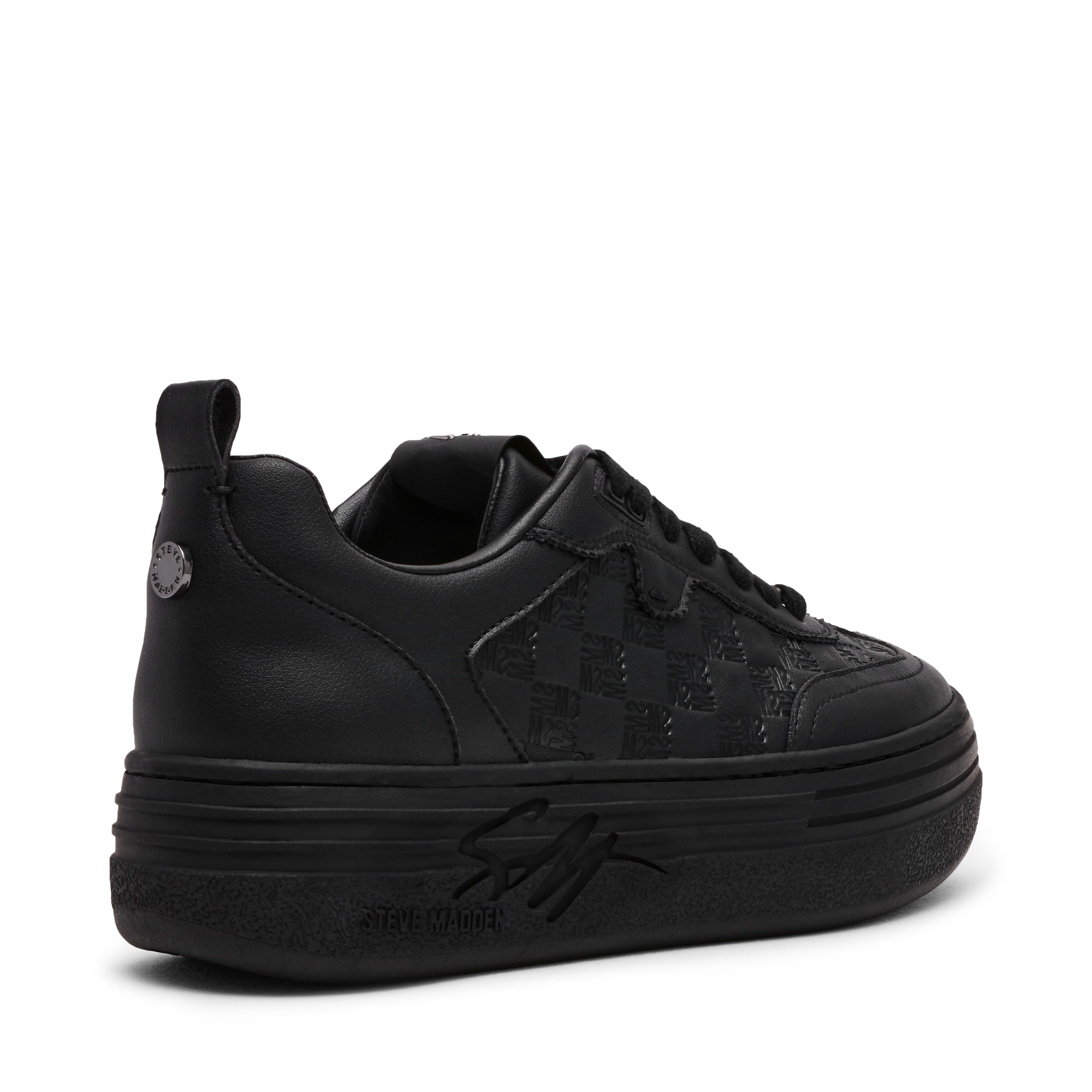 Catapult-In Black Action Leather Sneakers
