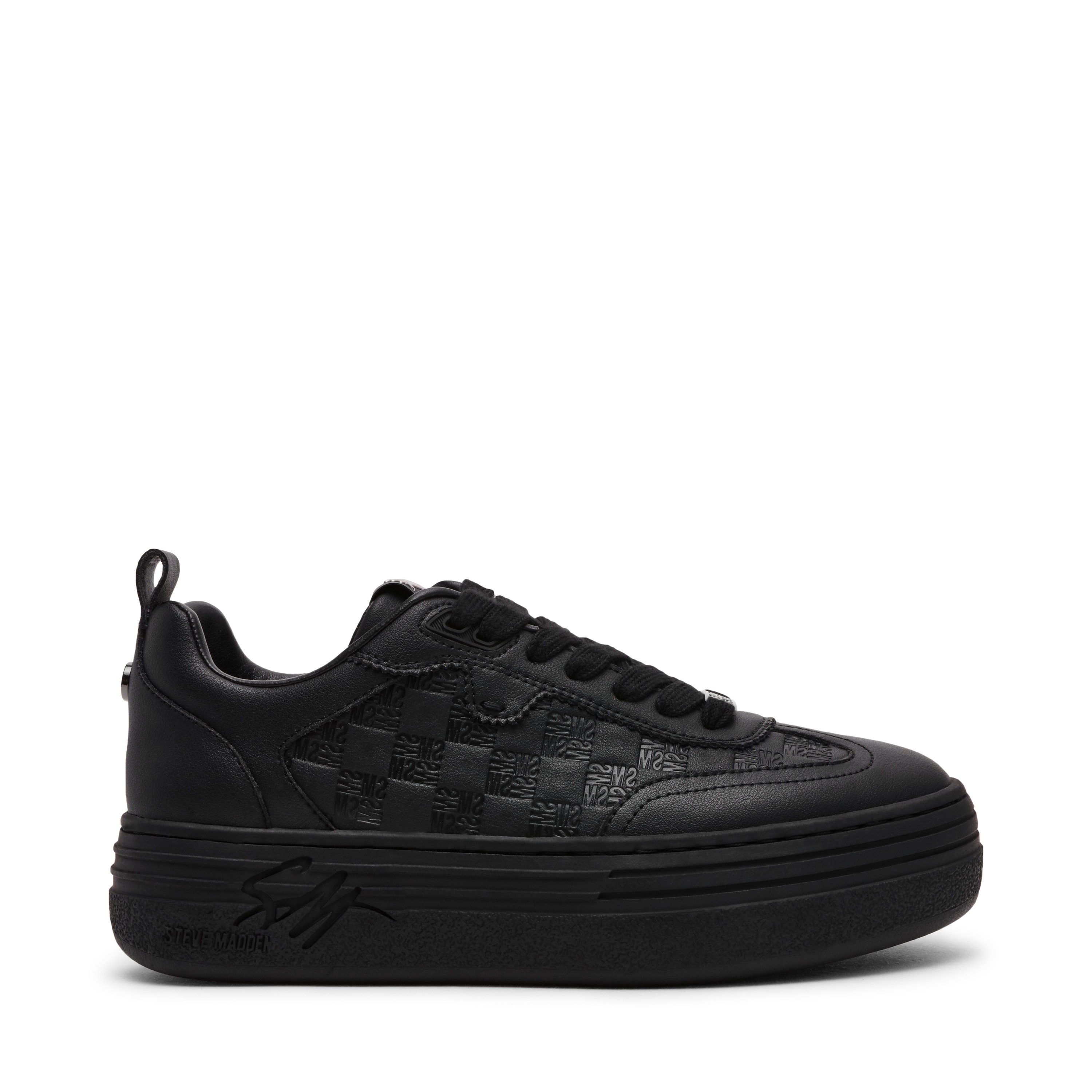 Catapult-In Black Action Leather Sneakers