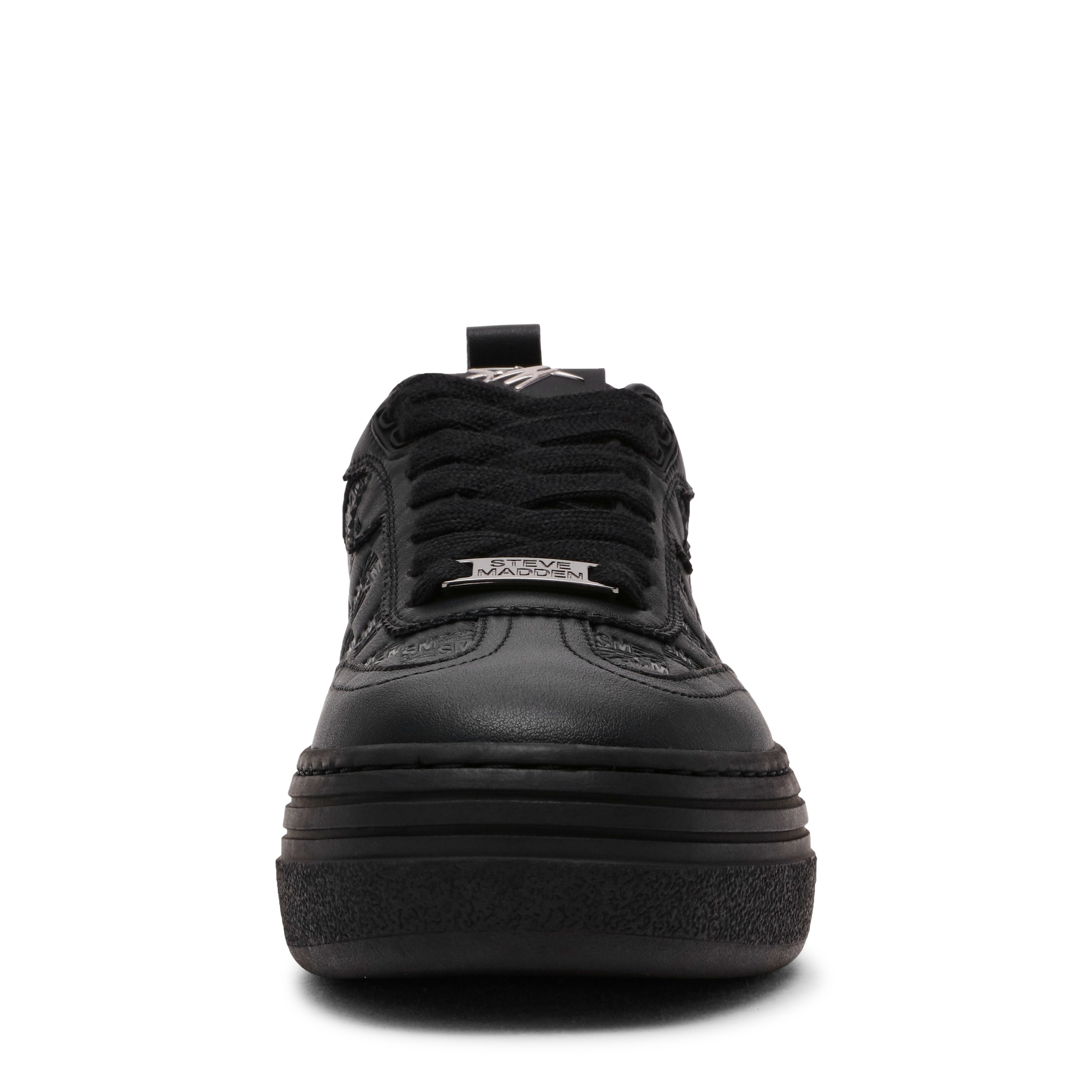 Catapult-In Black Action Leather Sneakers