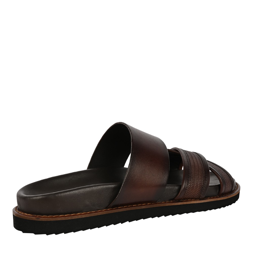 Prizmo Brown Leather Sliders