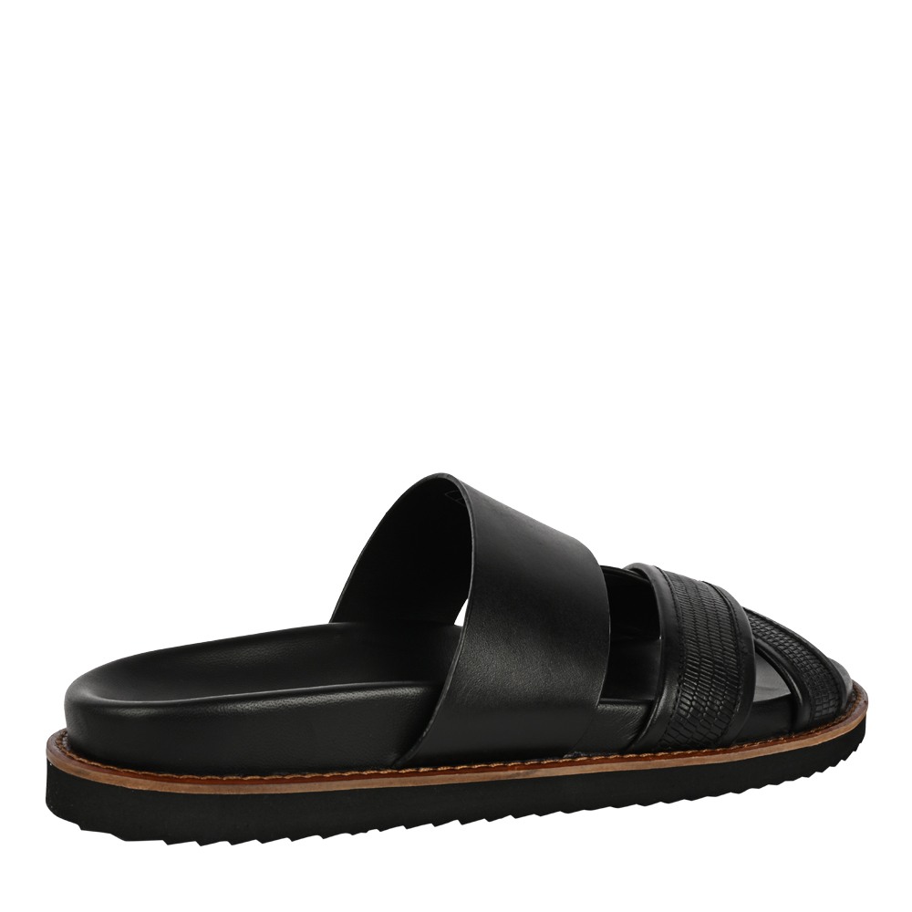 Prizmo Black Leather Sliders