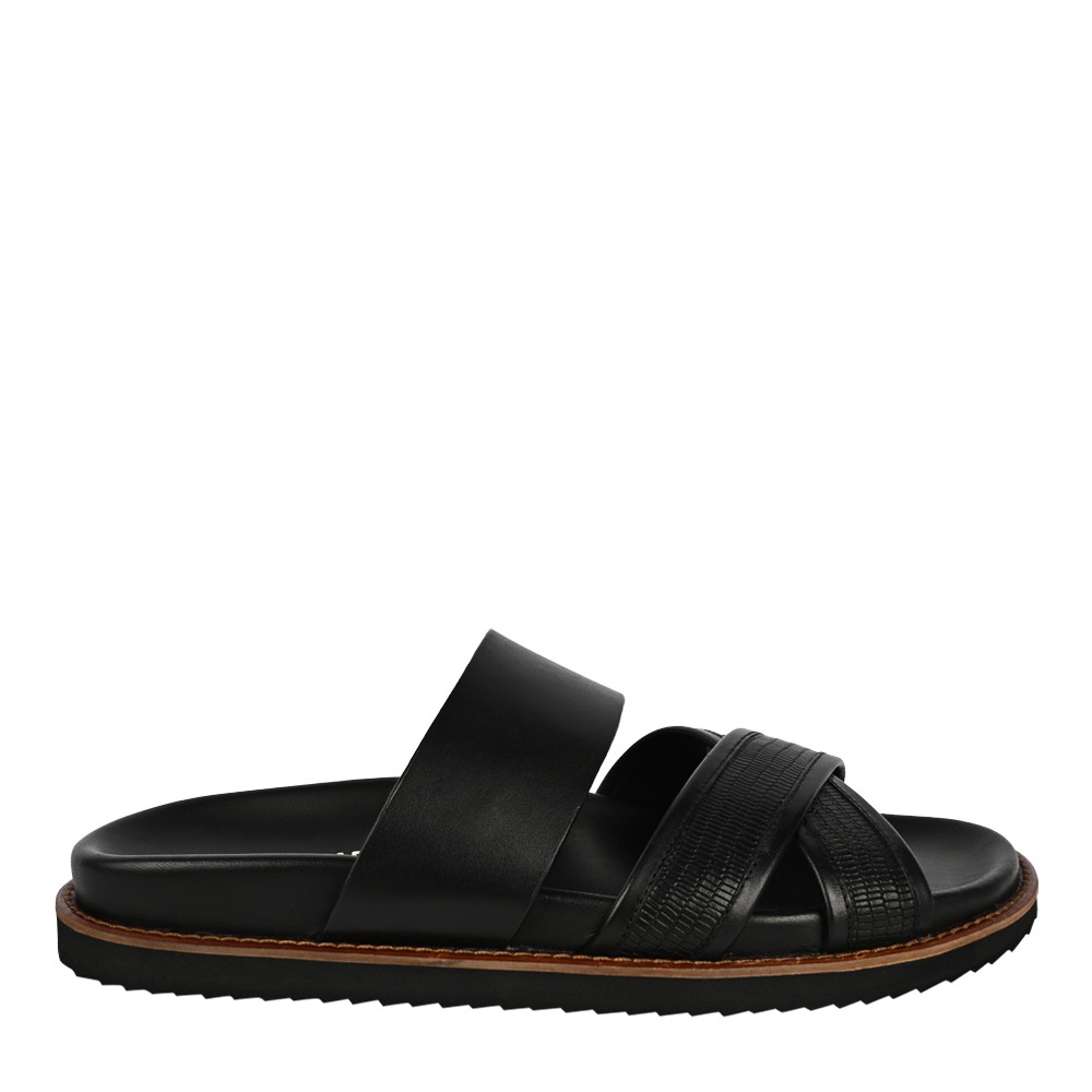 Prizmo Black Leather Sliders