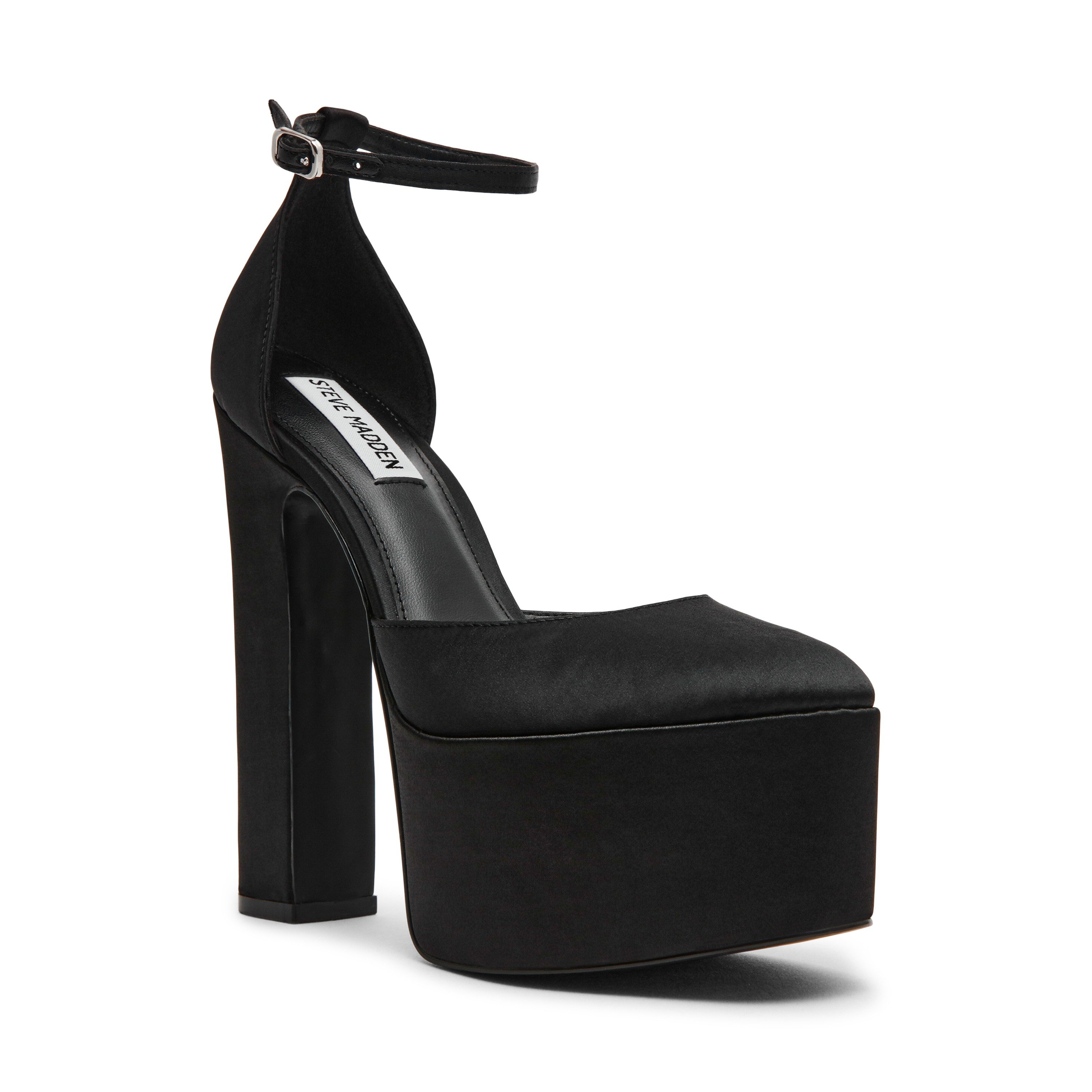 Selestine-In Black Satin Platform Pumps