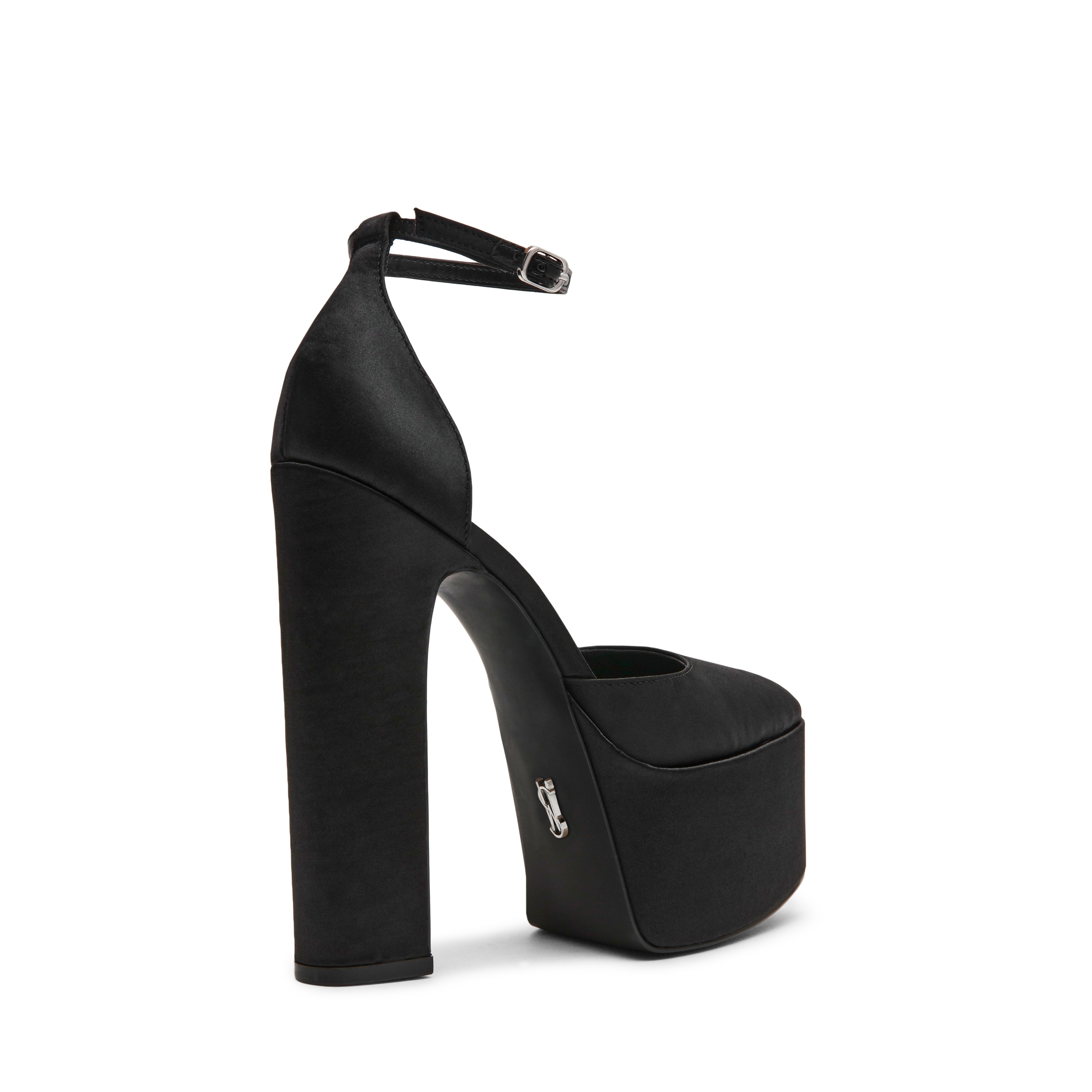 Selestine-In Black Satin Platform Pumps