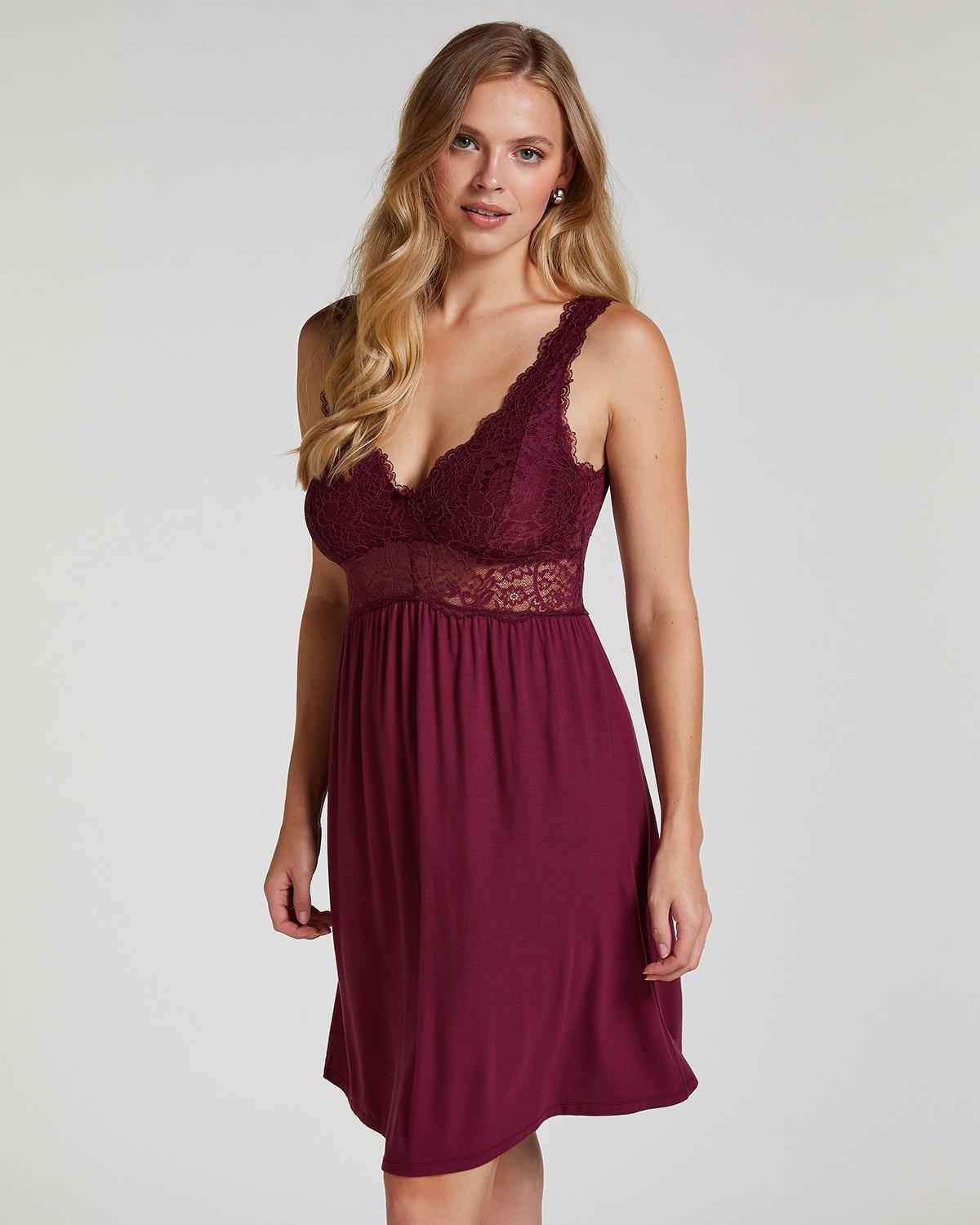 Maroon Nora Lace Slip Dress