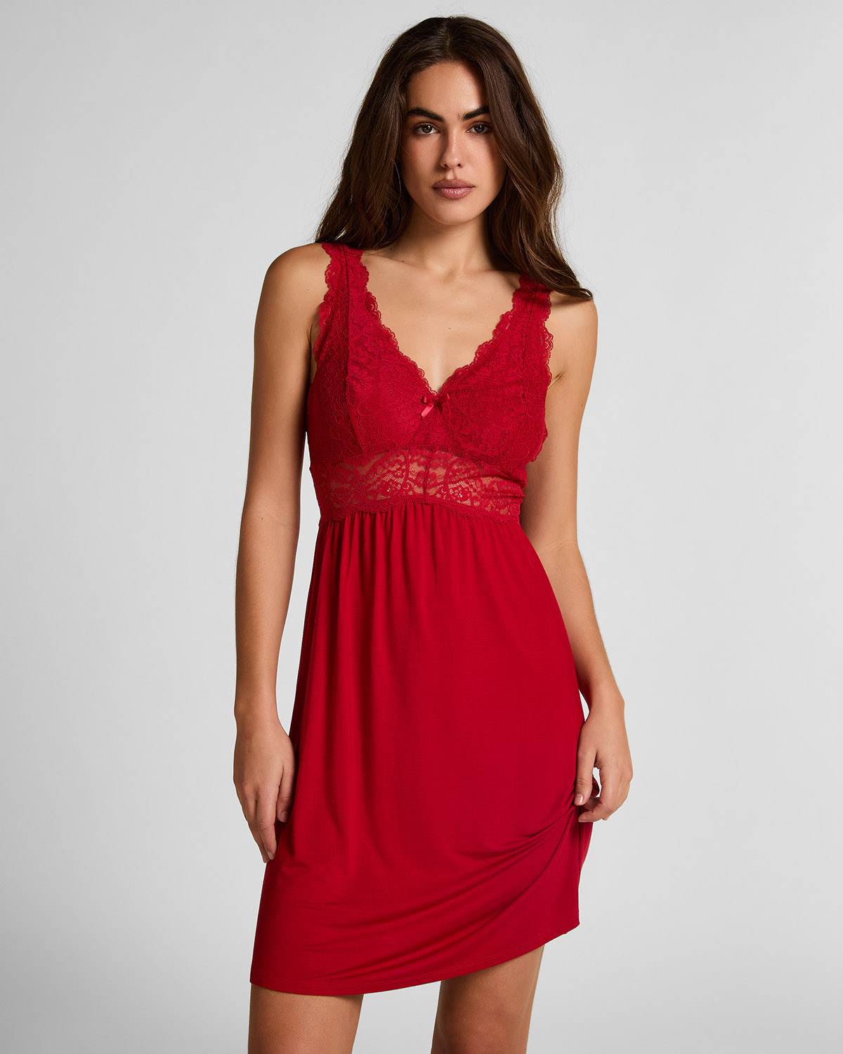 Red Nora Lace Slip Dress