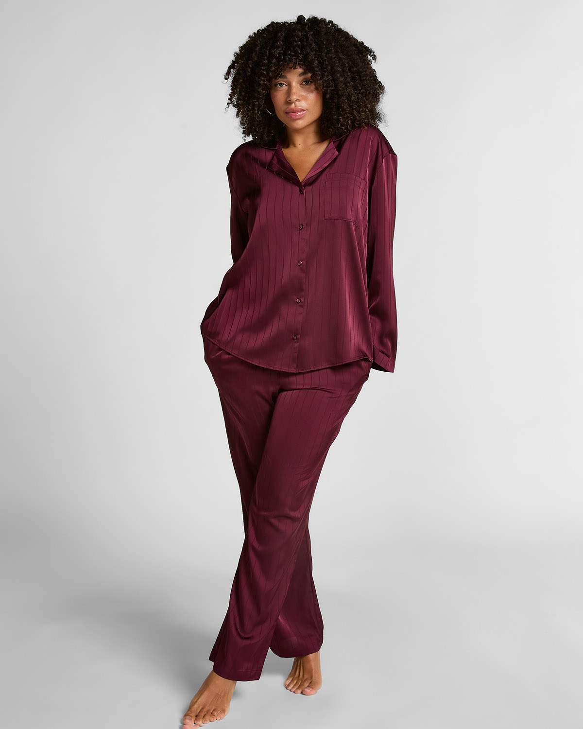 Purple Satin Pinstripe Trusers