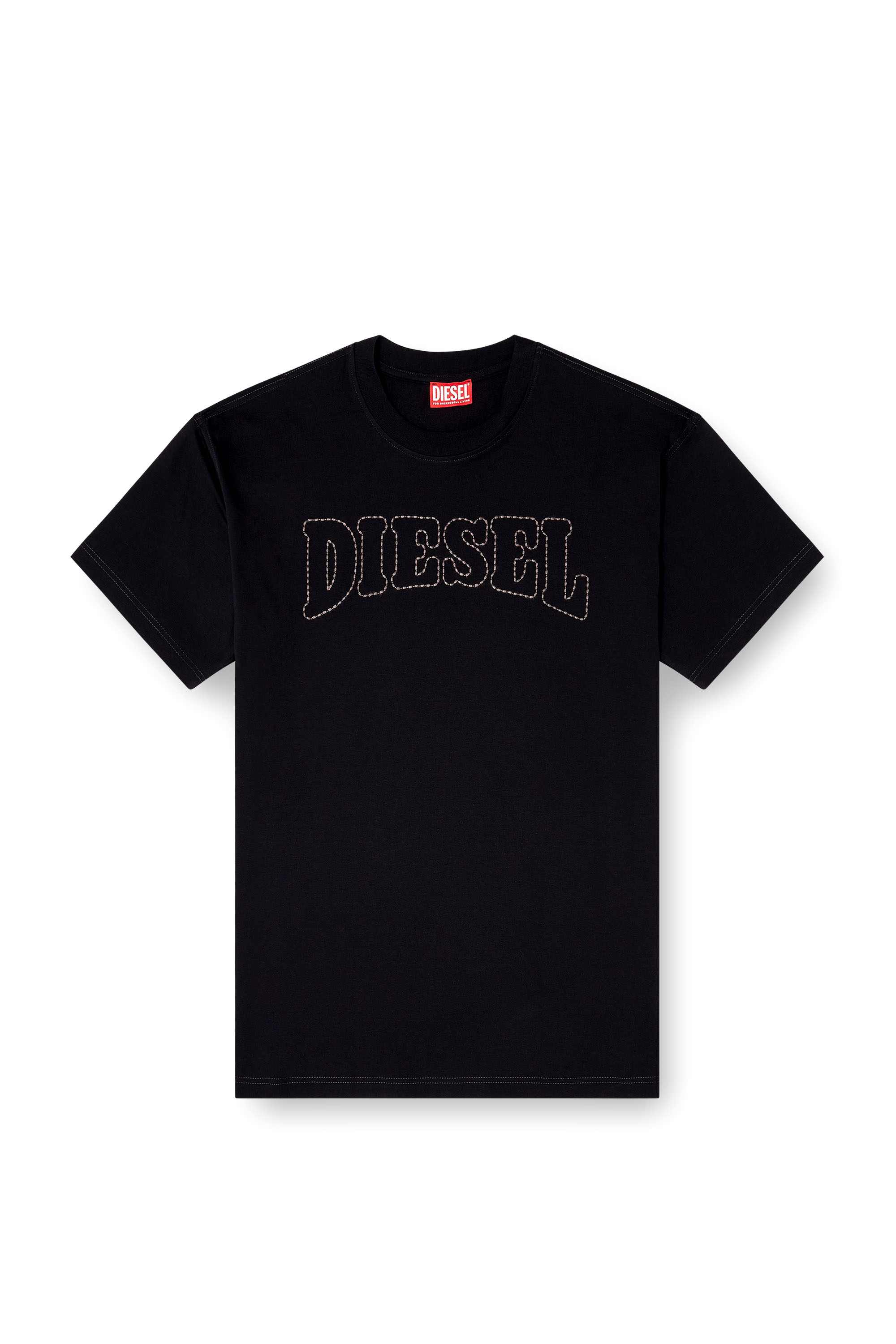 Black Regular Fit cotton T-shirt with logo embroidery