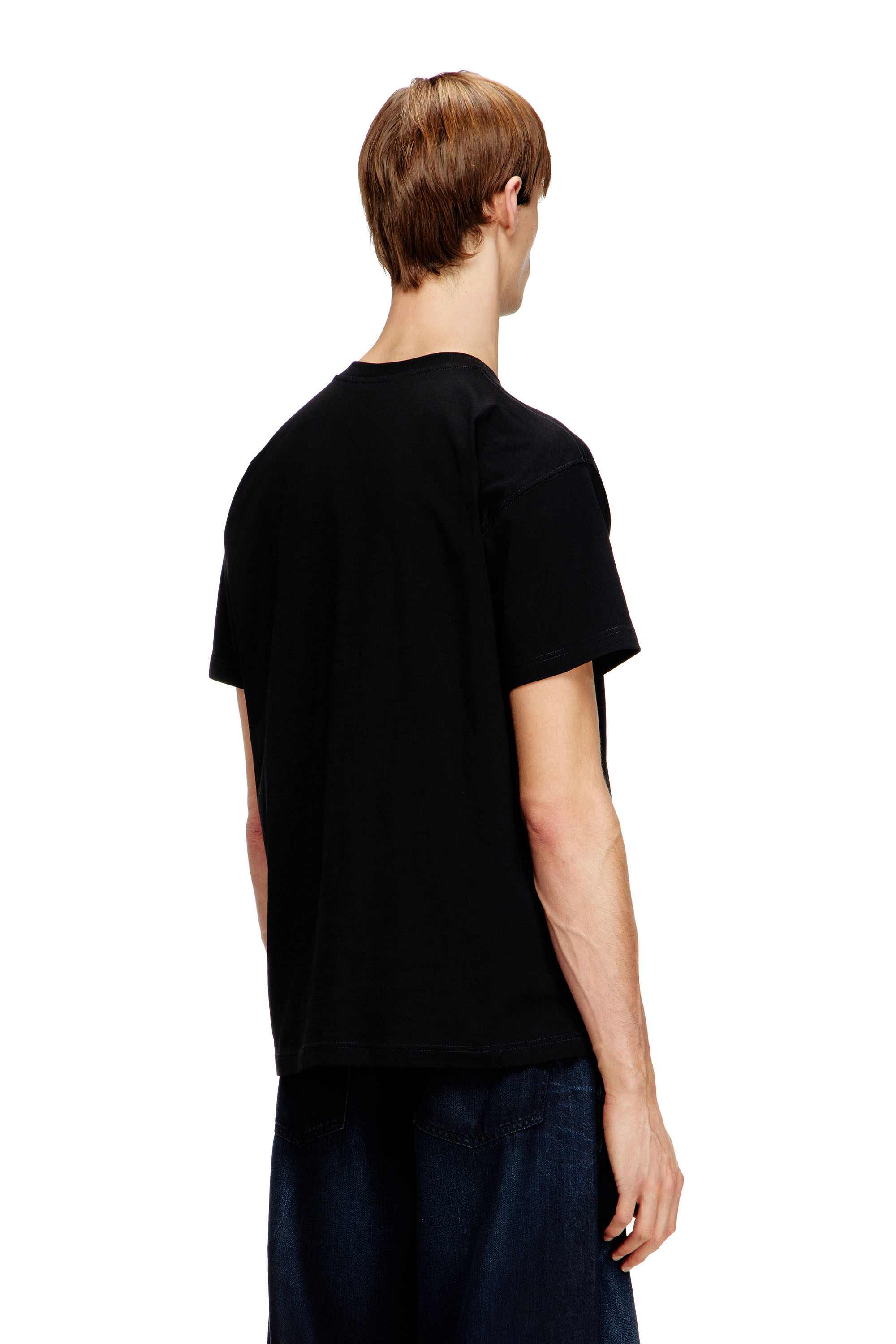 Black Regular Fit cotton T-shirt with logo embroidery