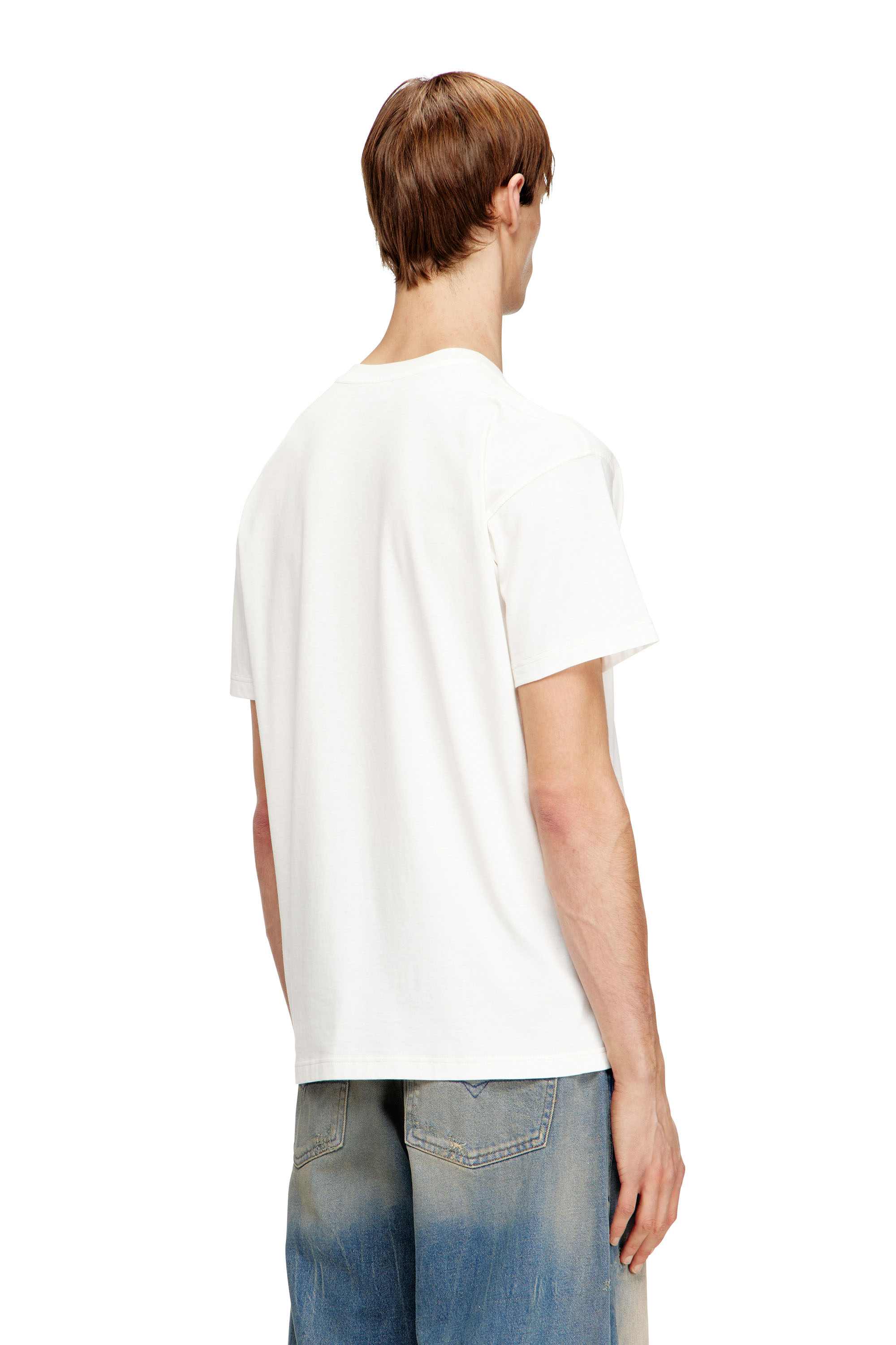 White Regular Fit cotton T-shirt with logo embroidery