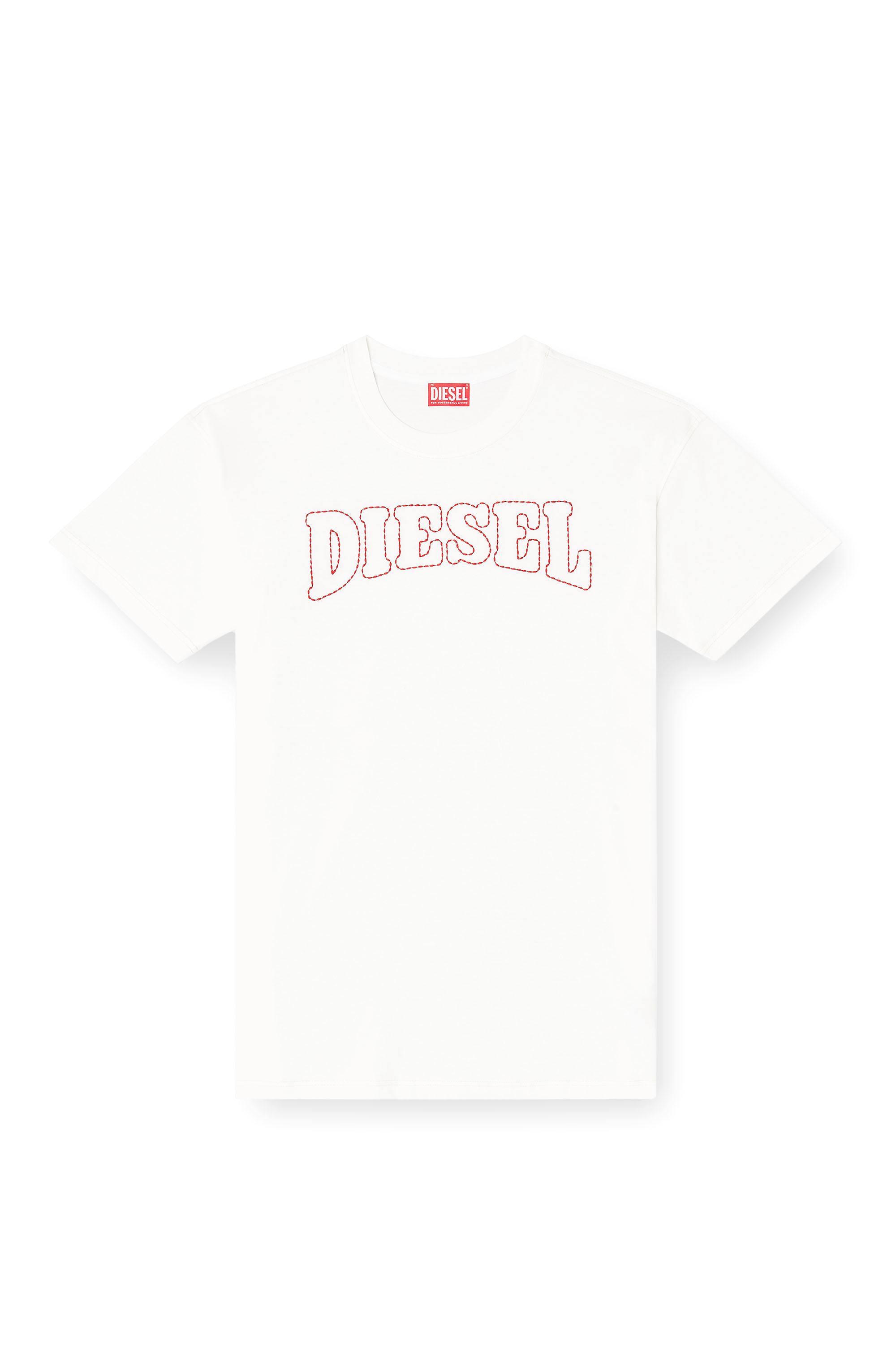 White Regular Fit cotton T-shirt with logo embroidery