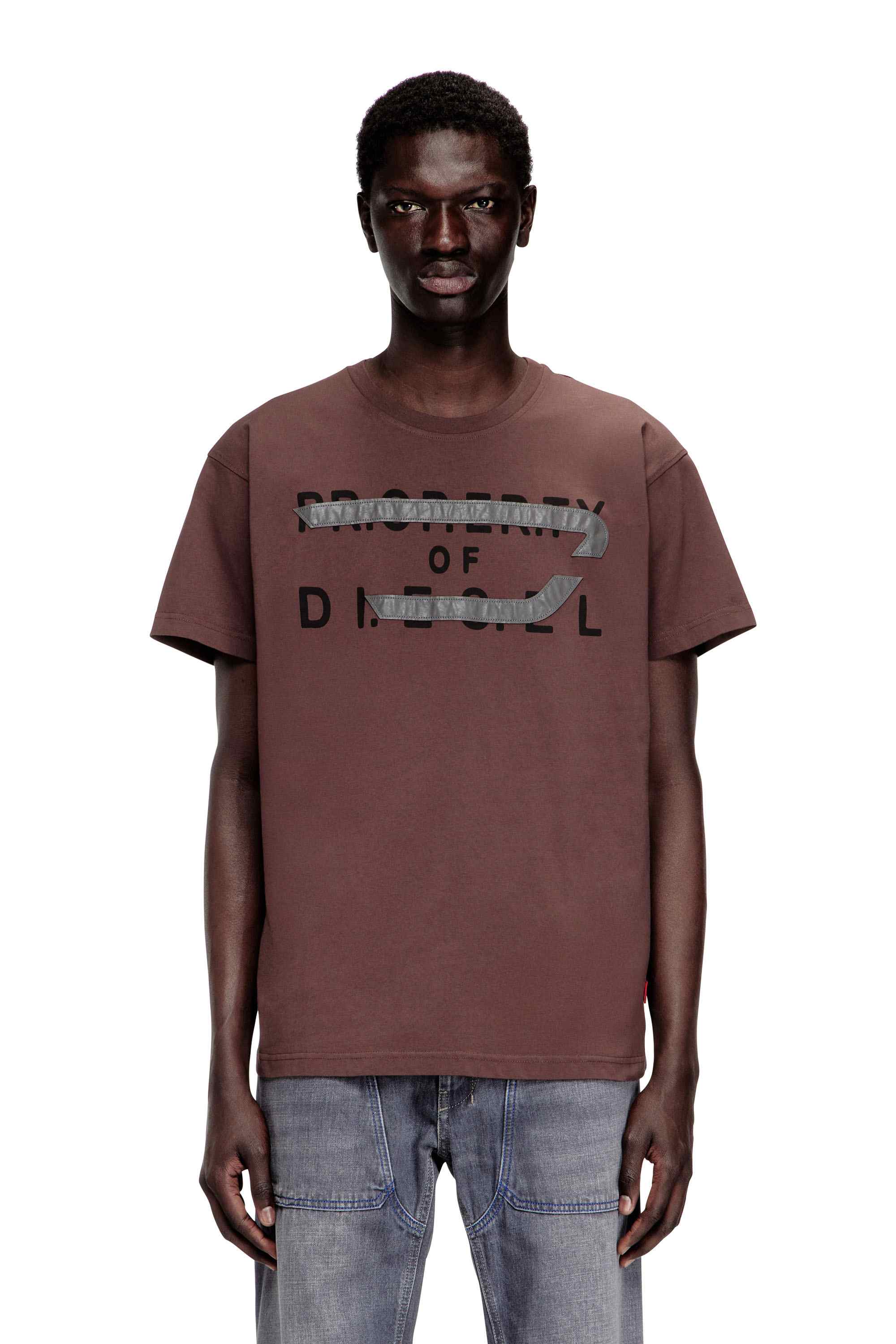 Brown Regular Fit T-shirt with D appliqué