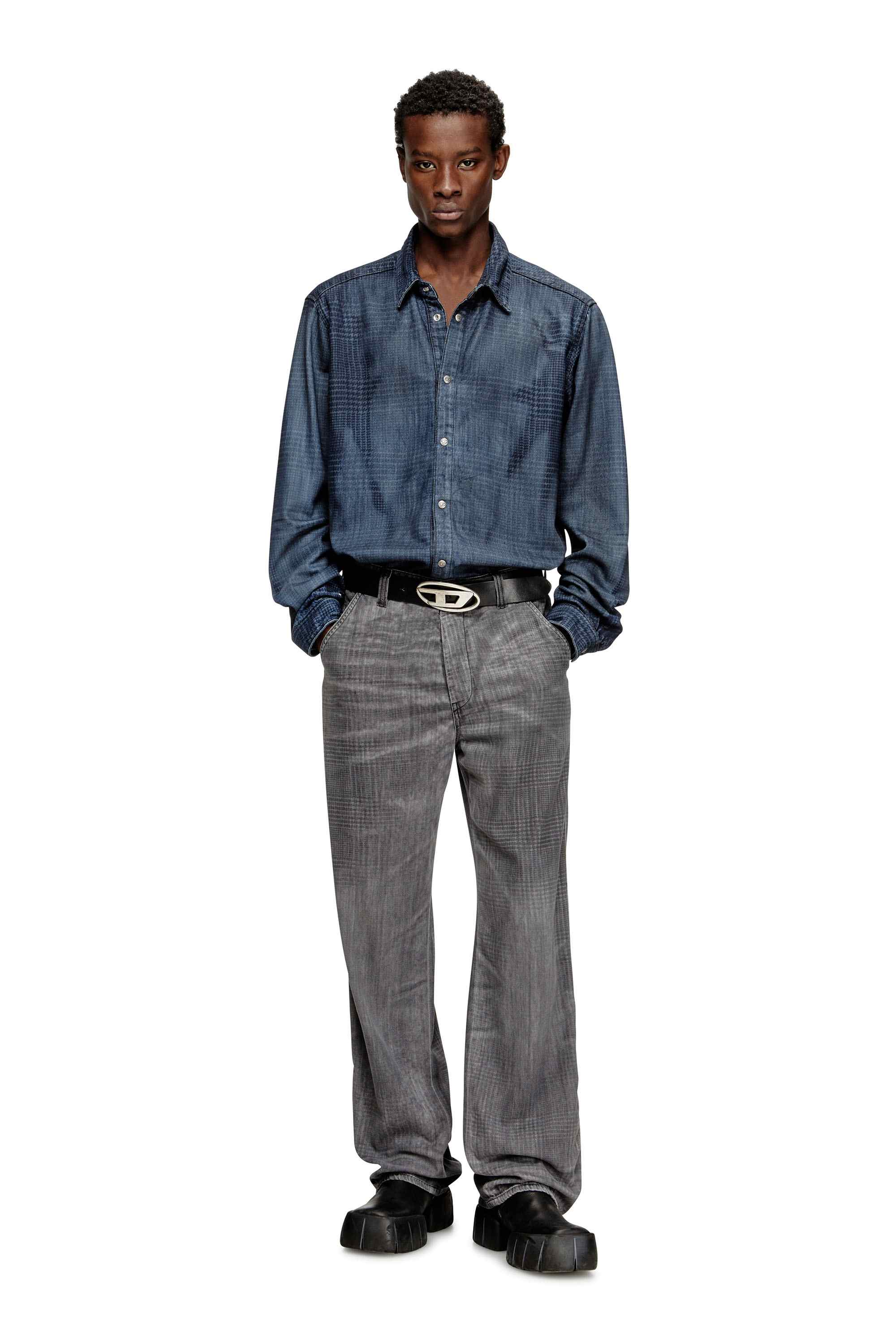 Blue Shirt in fluid Prince of Wales denim
