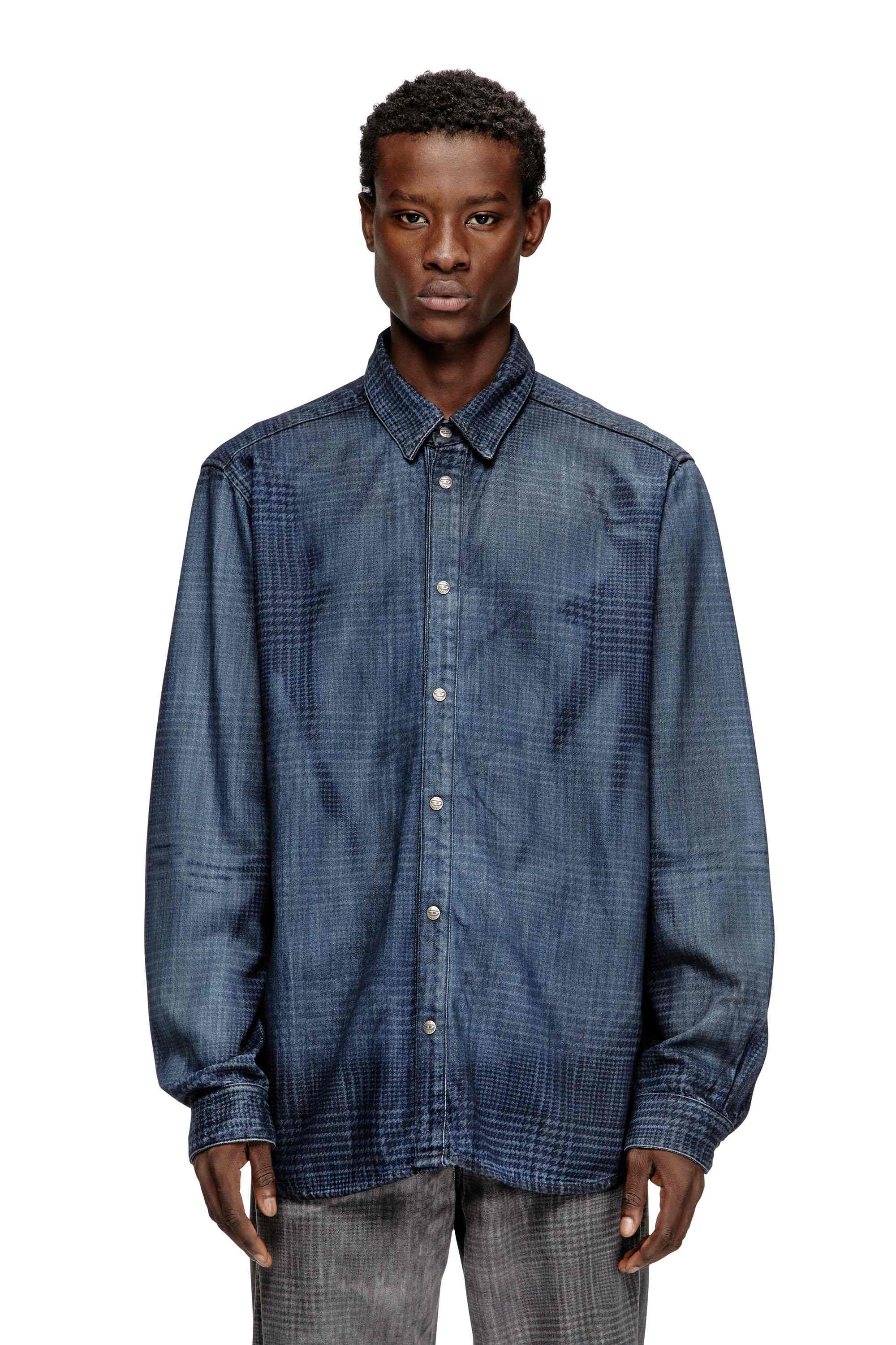 Blue Shirt in fluid Prince of Wales denim