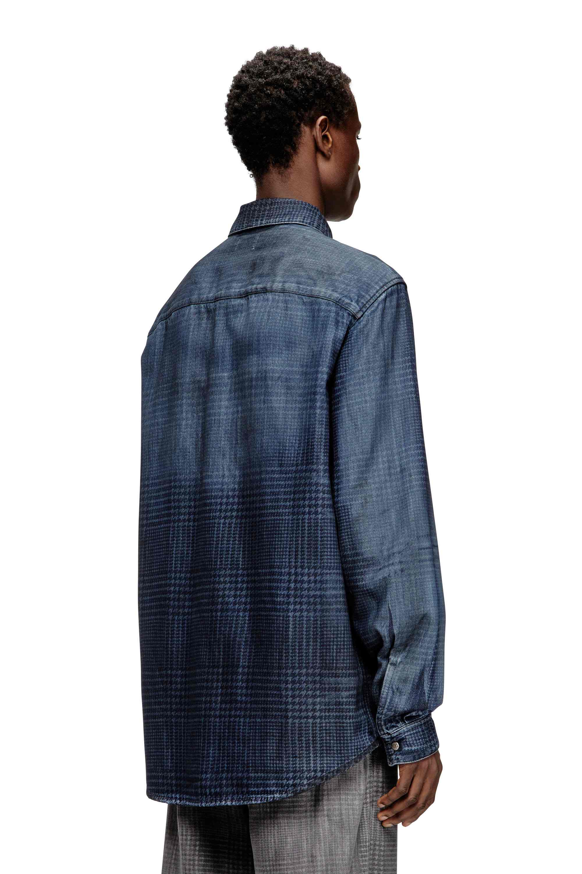 Blue Shirt in fluid Prince of Wales denim