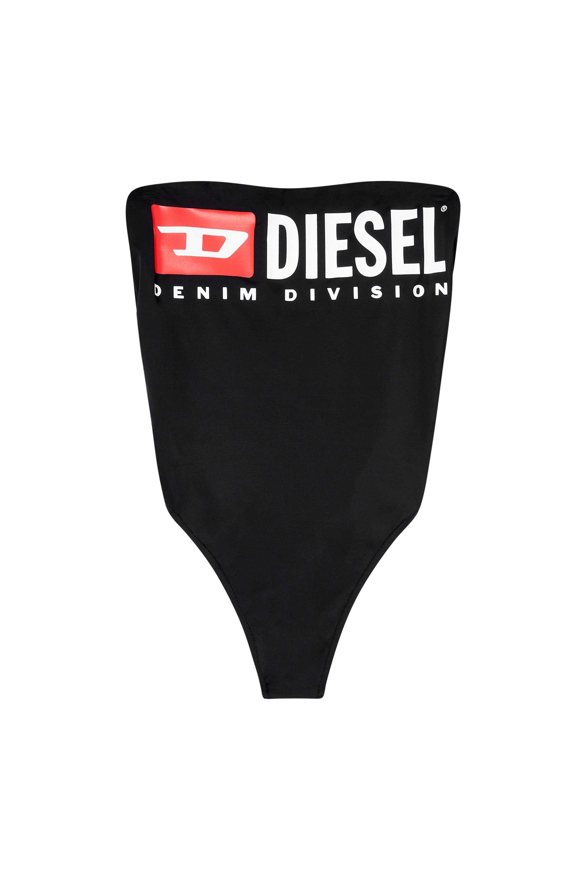 Black Strapless swimsuit with Diesel Denim Division logo