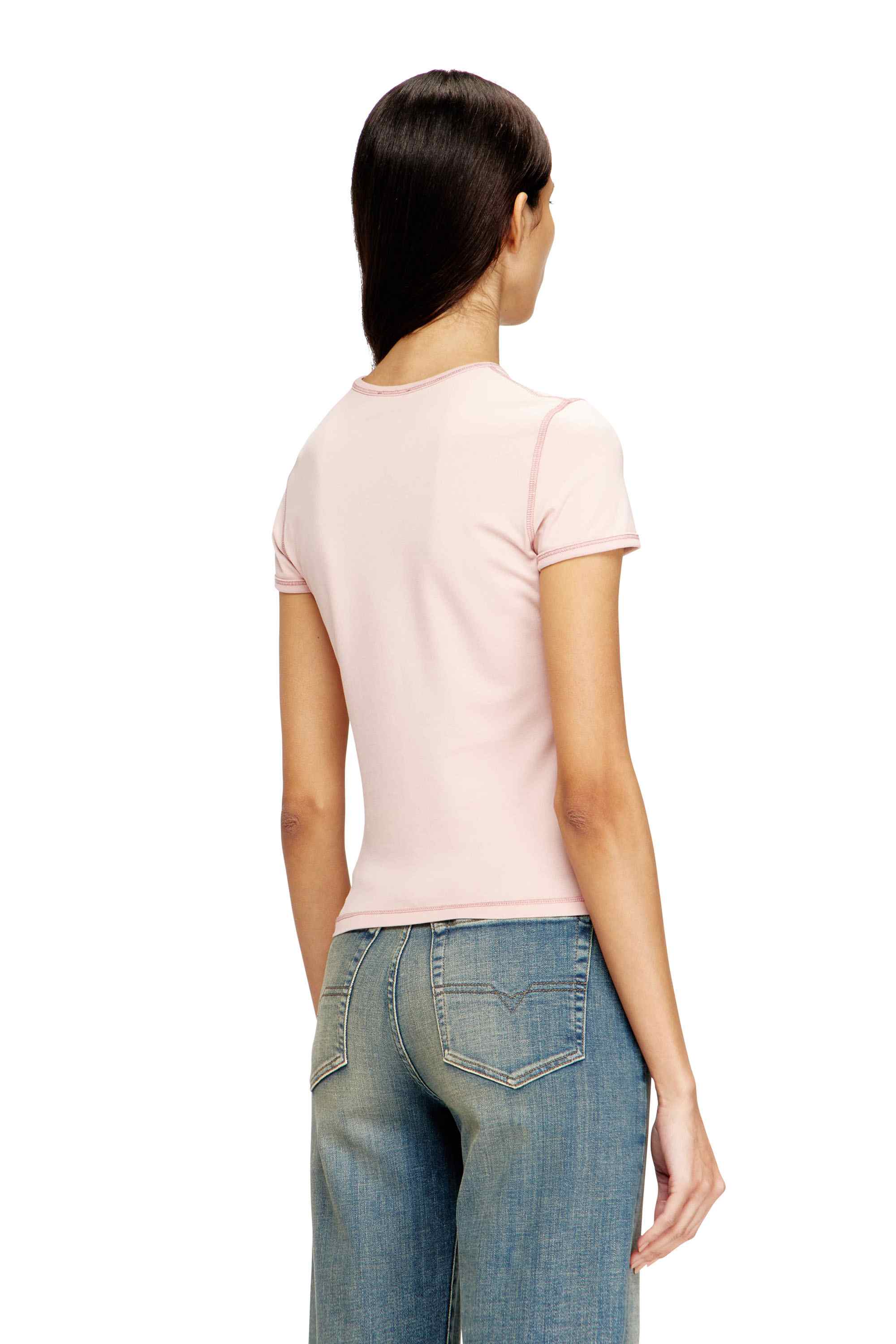 Pink Slim Fit T-shirt with heart print and studs