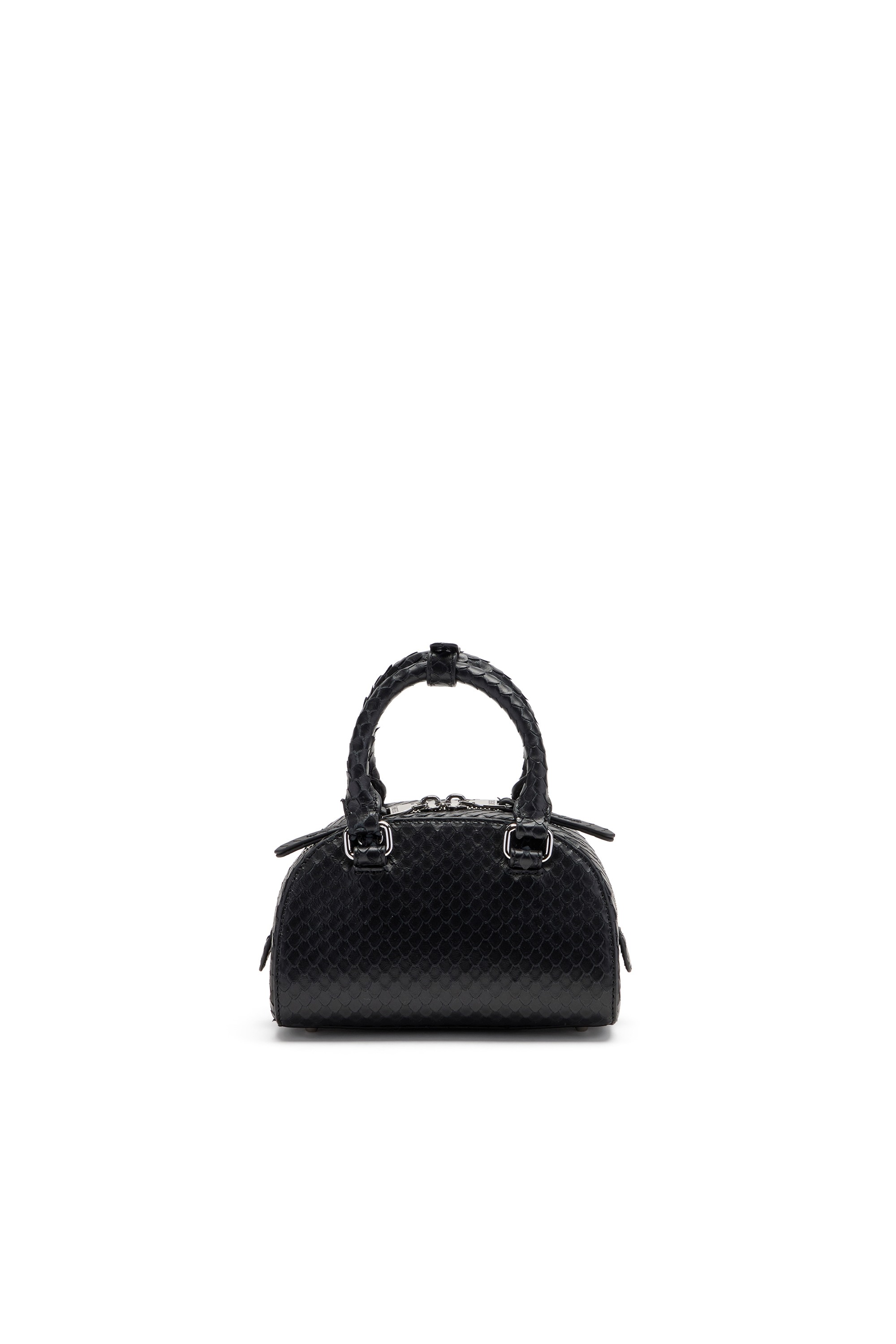 Black 1DR Dome-Mini bowling bag in snake-effect leather