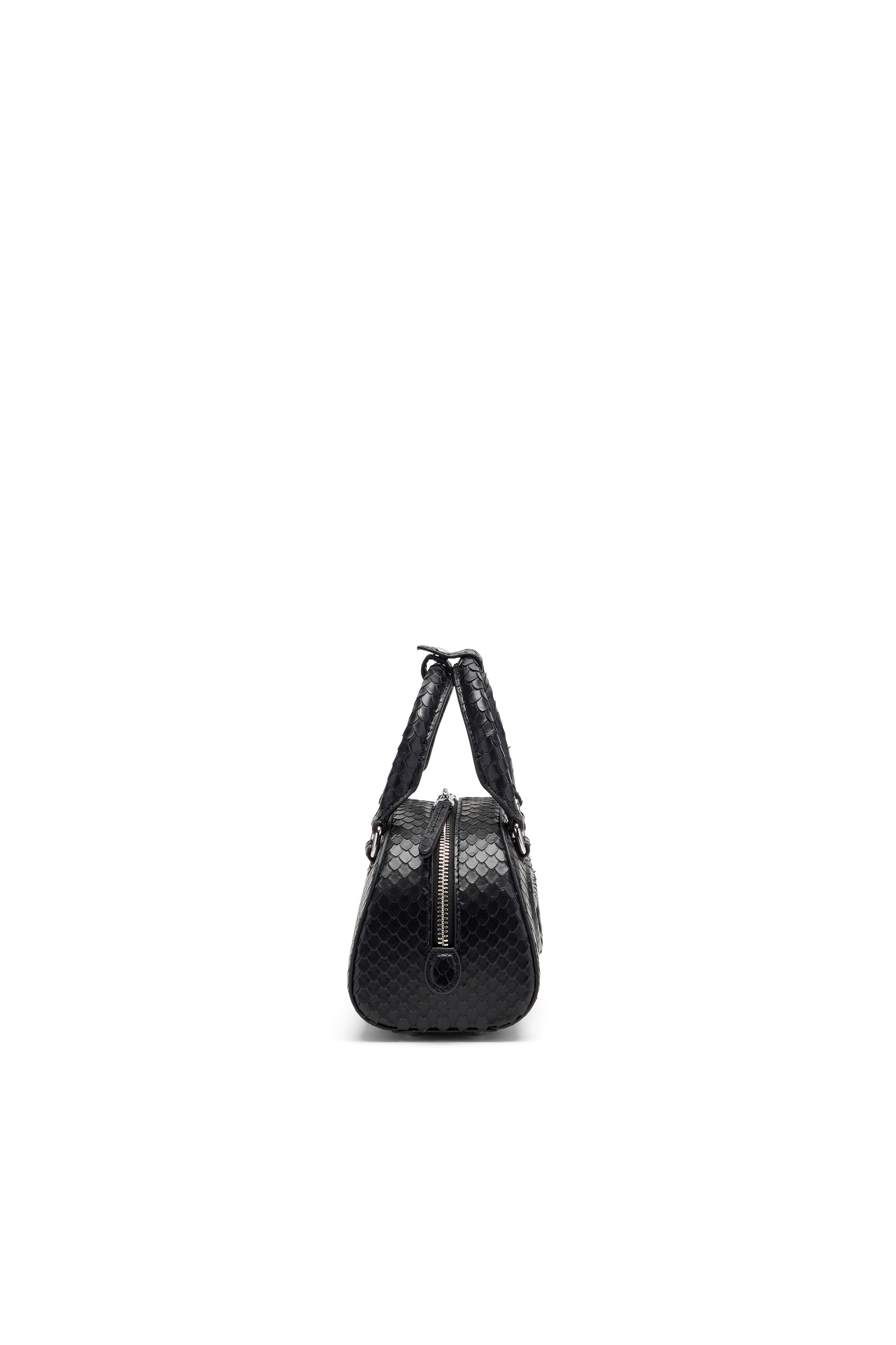 Black 1DR Dome-Mini bowling bag in snake-effect leather