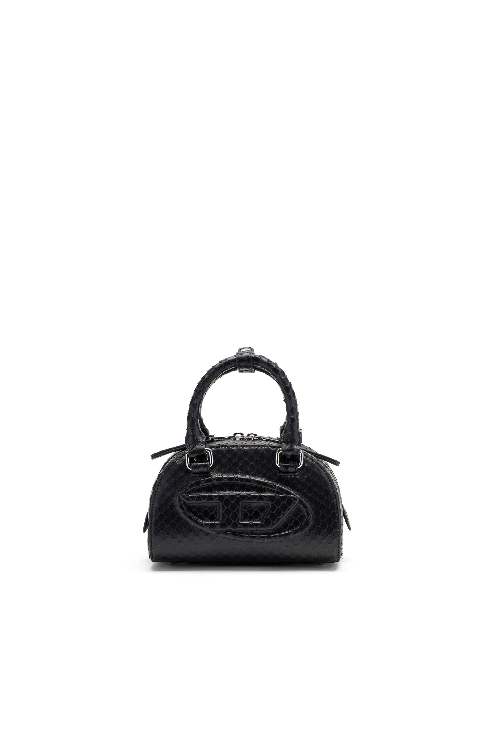 Black 1DR Dome-Mini bowling bag in snake-effect leather